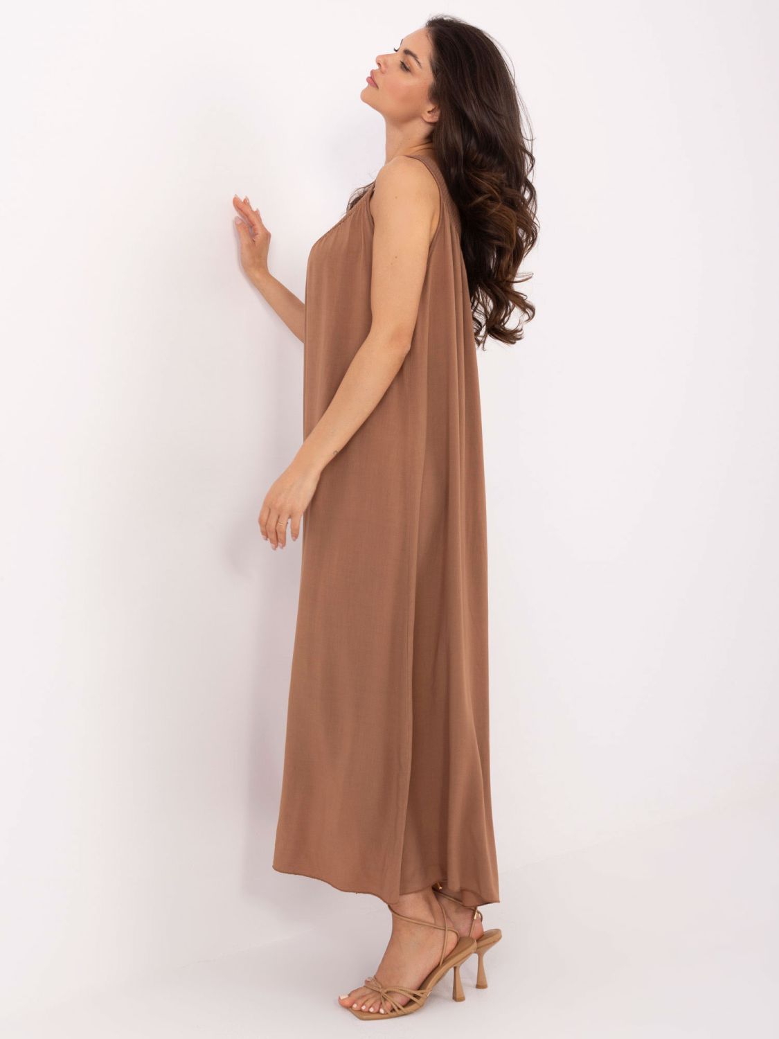 Brown Oversize Dress with V Neck