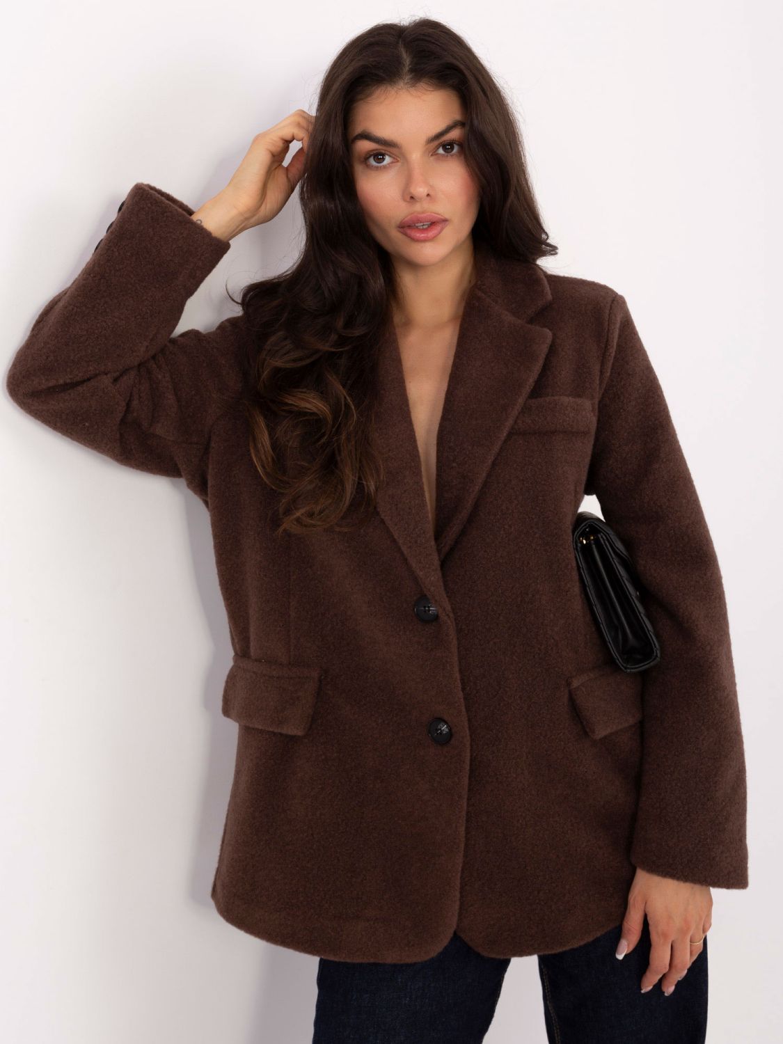 Elegant brown transitional coat with lining