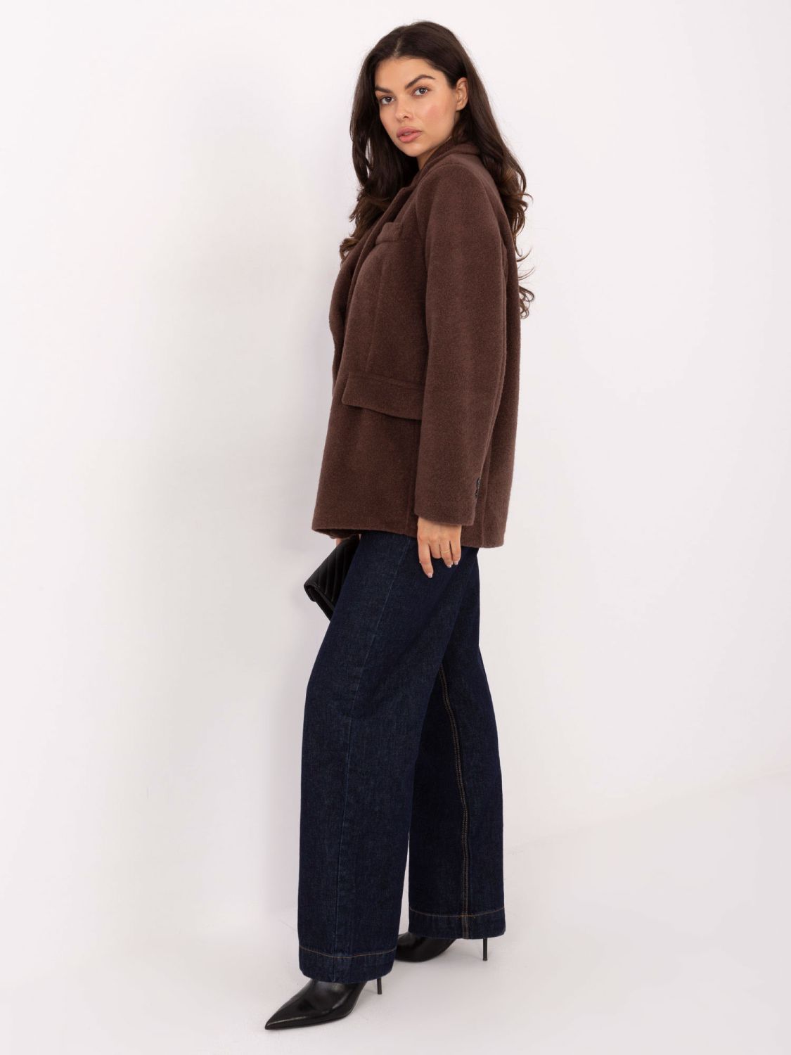 Elegant brown transitional coat with lining