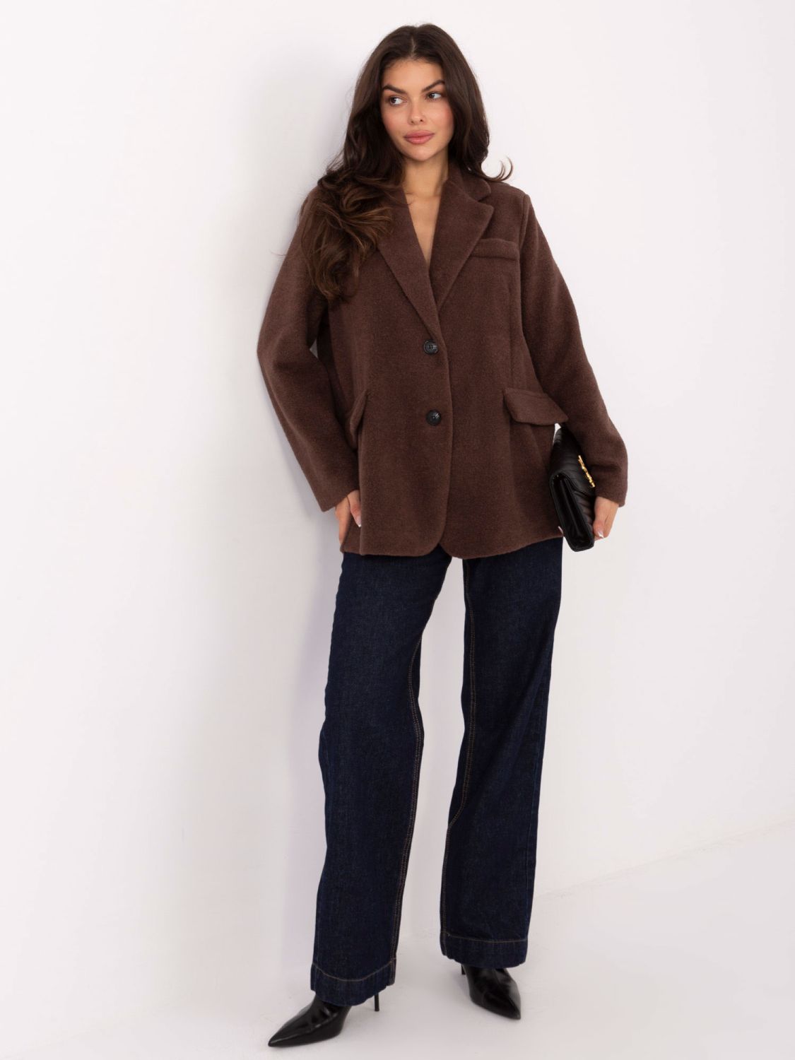 Elegant brown transitional coat with lining