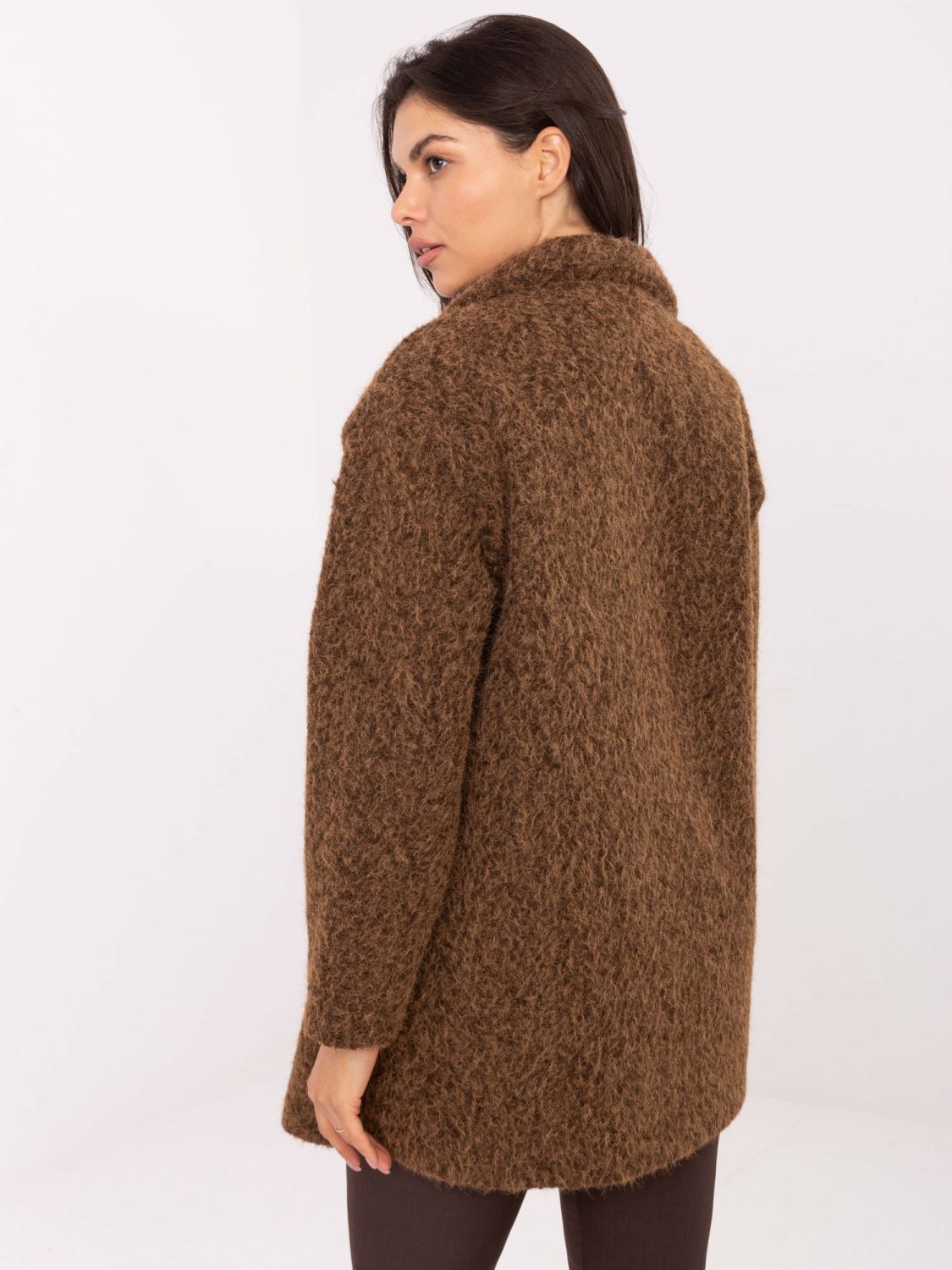 Short elegant transitional coat in brown