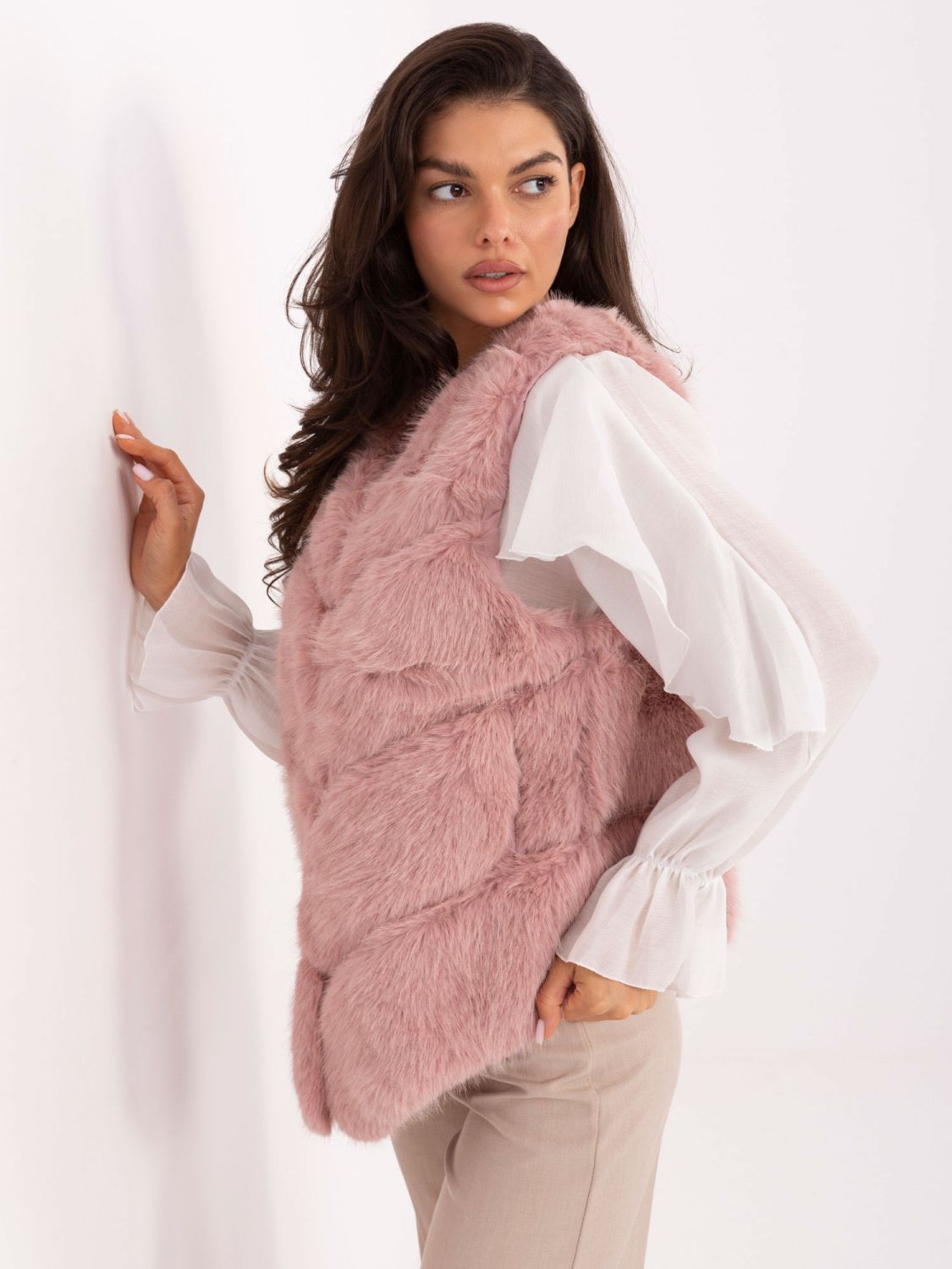 Elegant Pink Faux Fur Vest