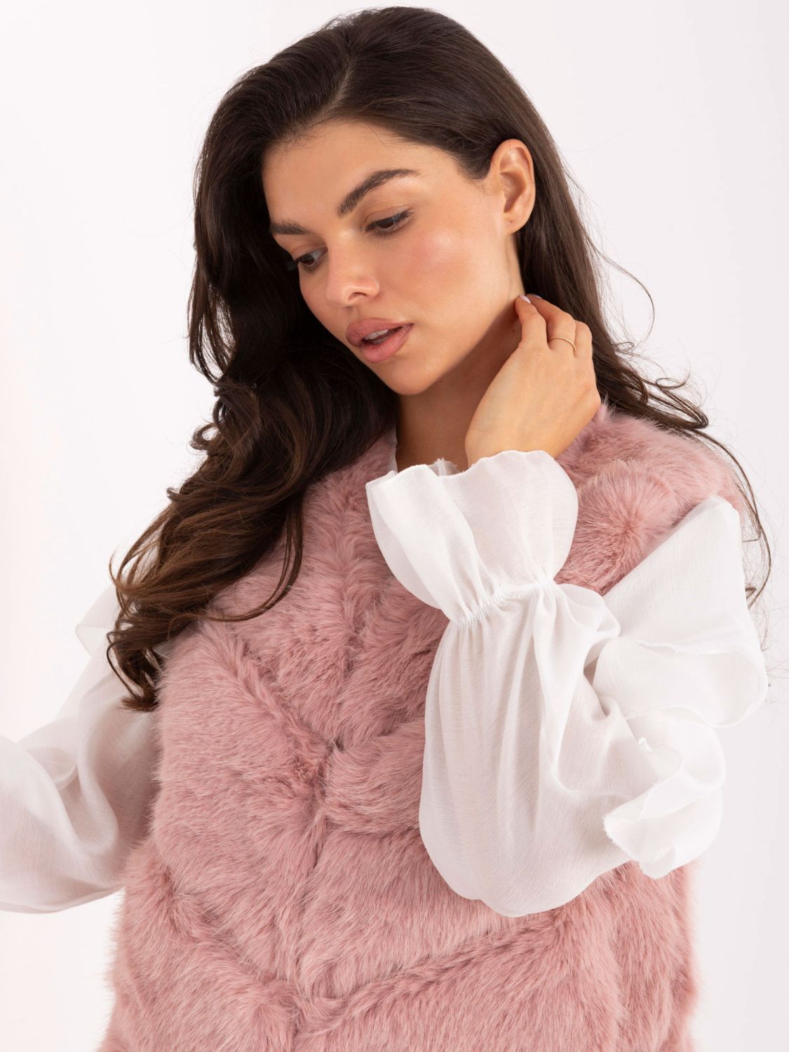 Elegant Pink Faux Fur Vest