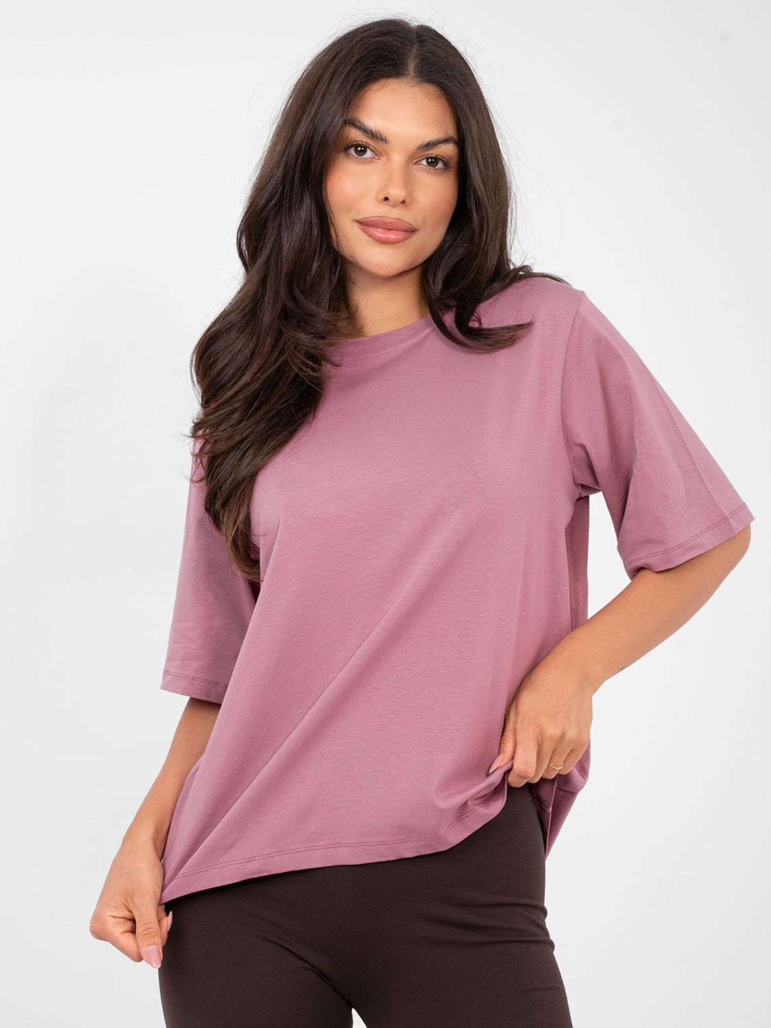 Women's cotton T-shirt in dark pink