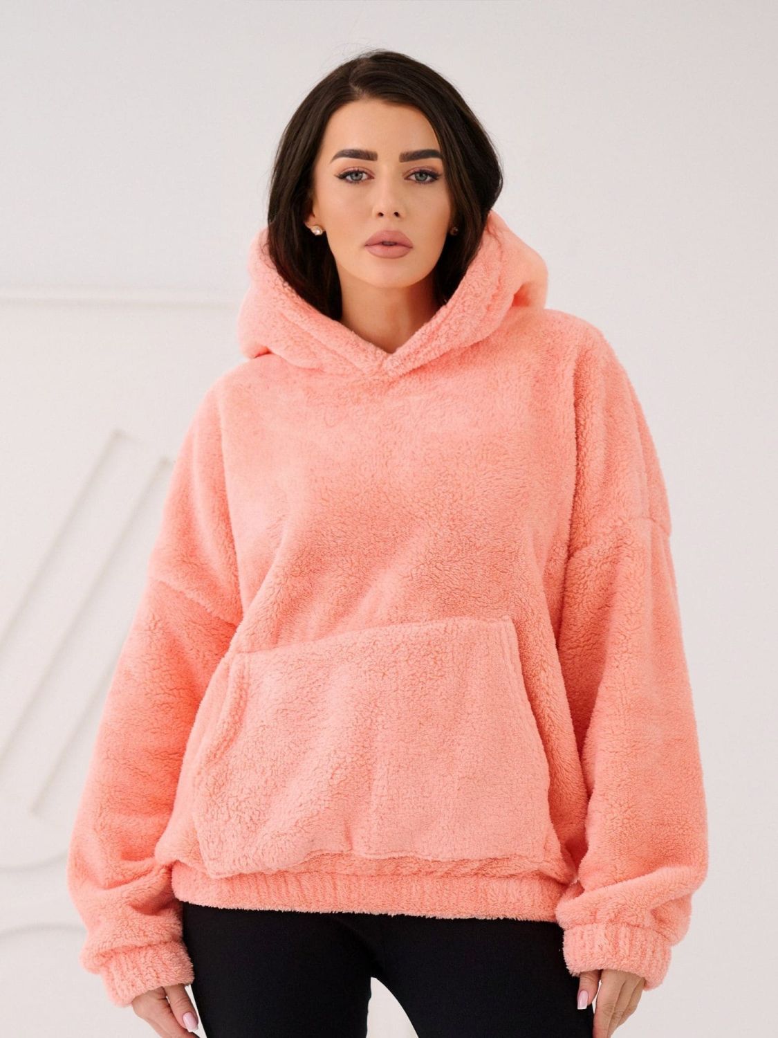 Peach orange hoodie with pocket