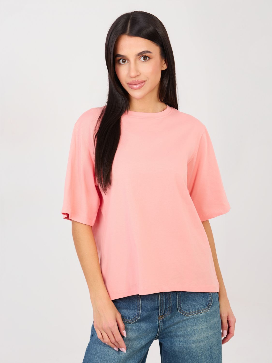 Women's cotton T-shirt in peach color