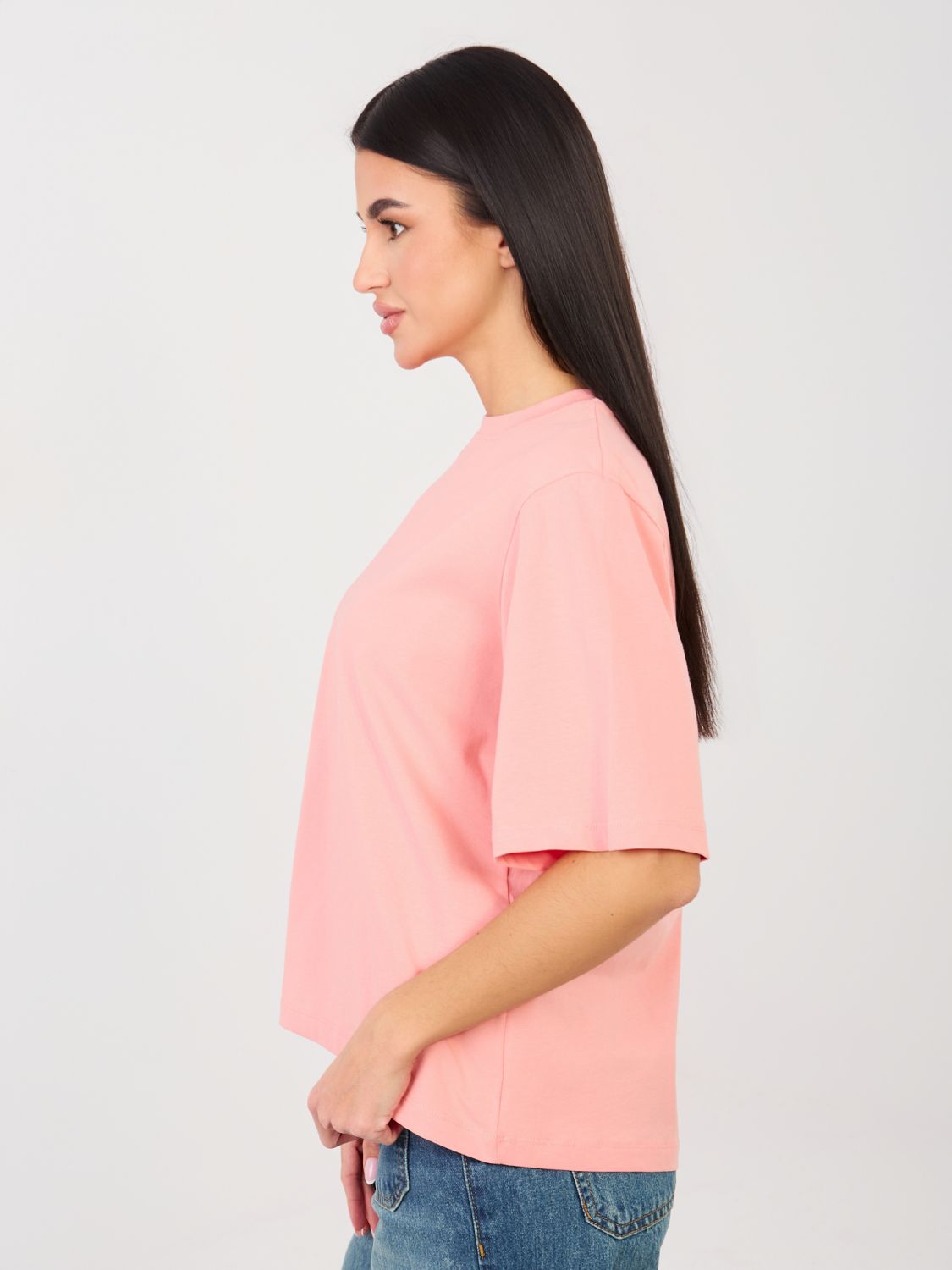 Women's cotton T-shirt in peach color