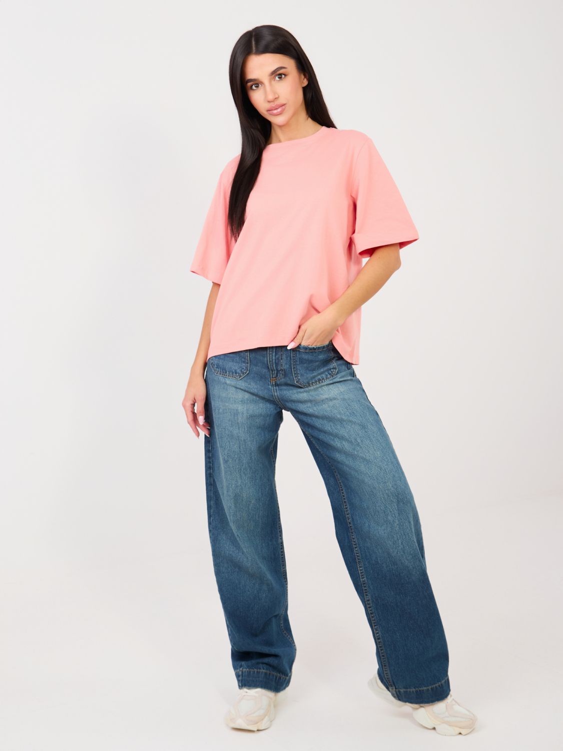 Women's cotton T-shirt in peach color