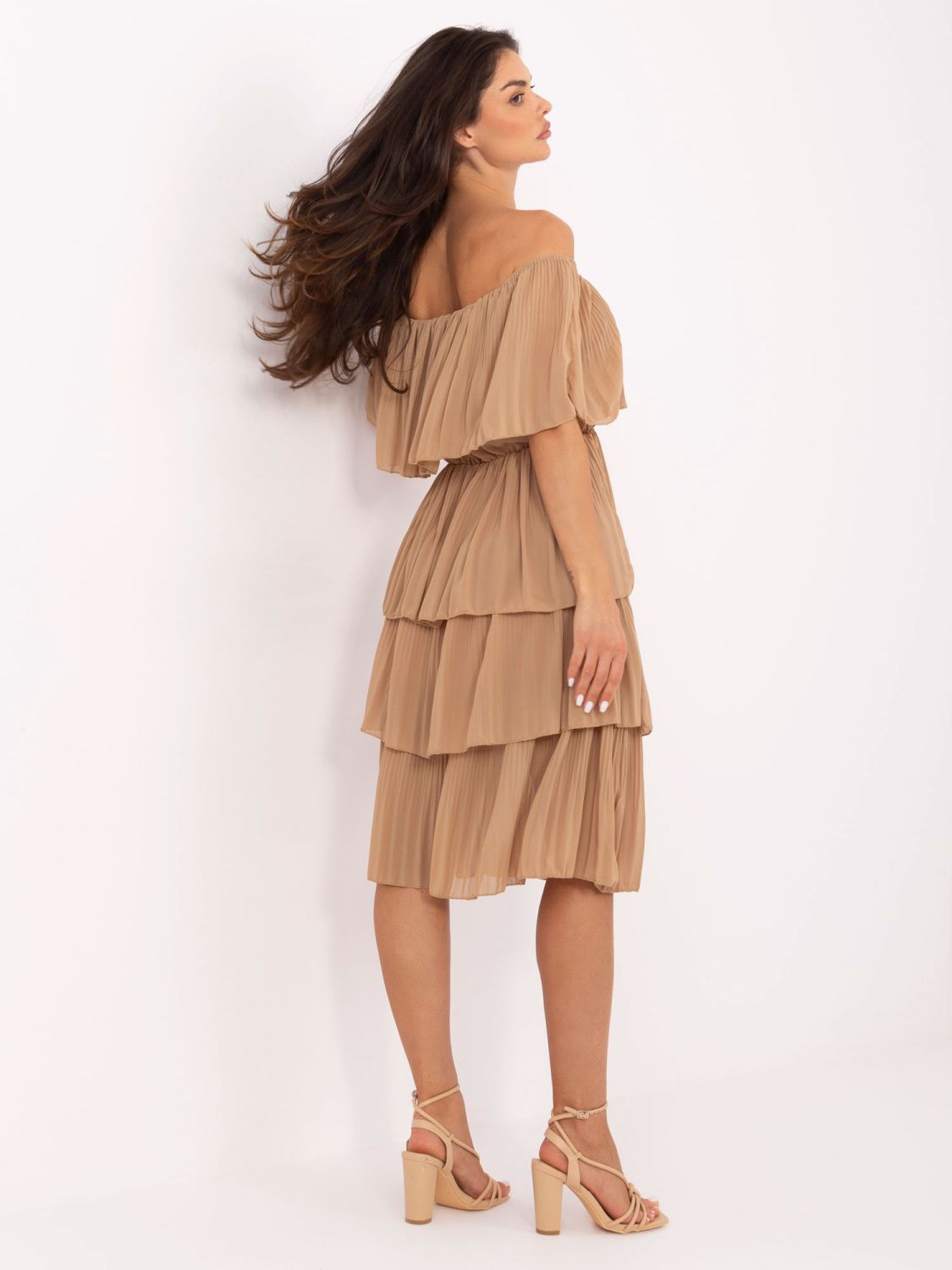 Elegant Flared Dress in Camel Color