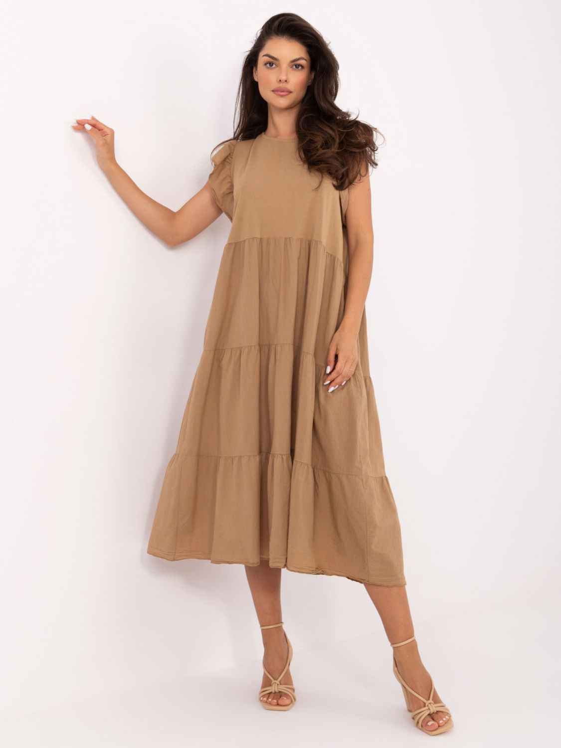 Oversize Brown Dress with Ruffle