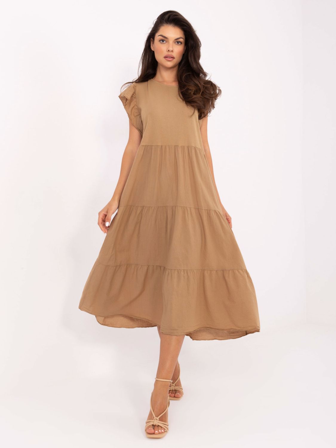 Oversize Brown Dress with Ruffle