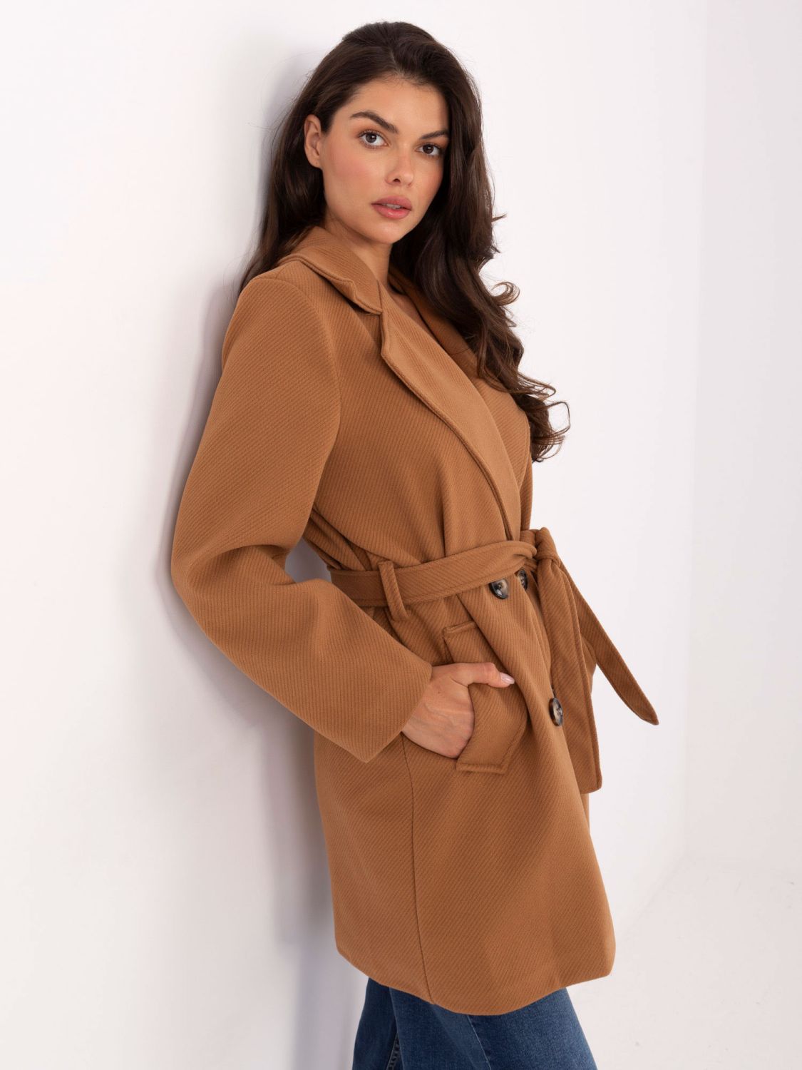 Elegant Transitional Coat in Camel Color