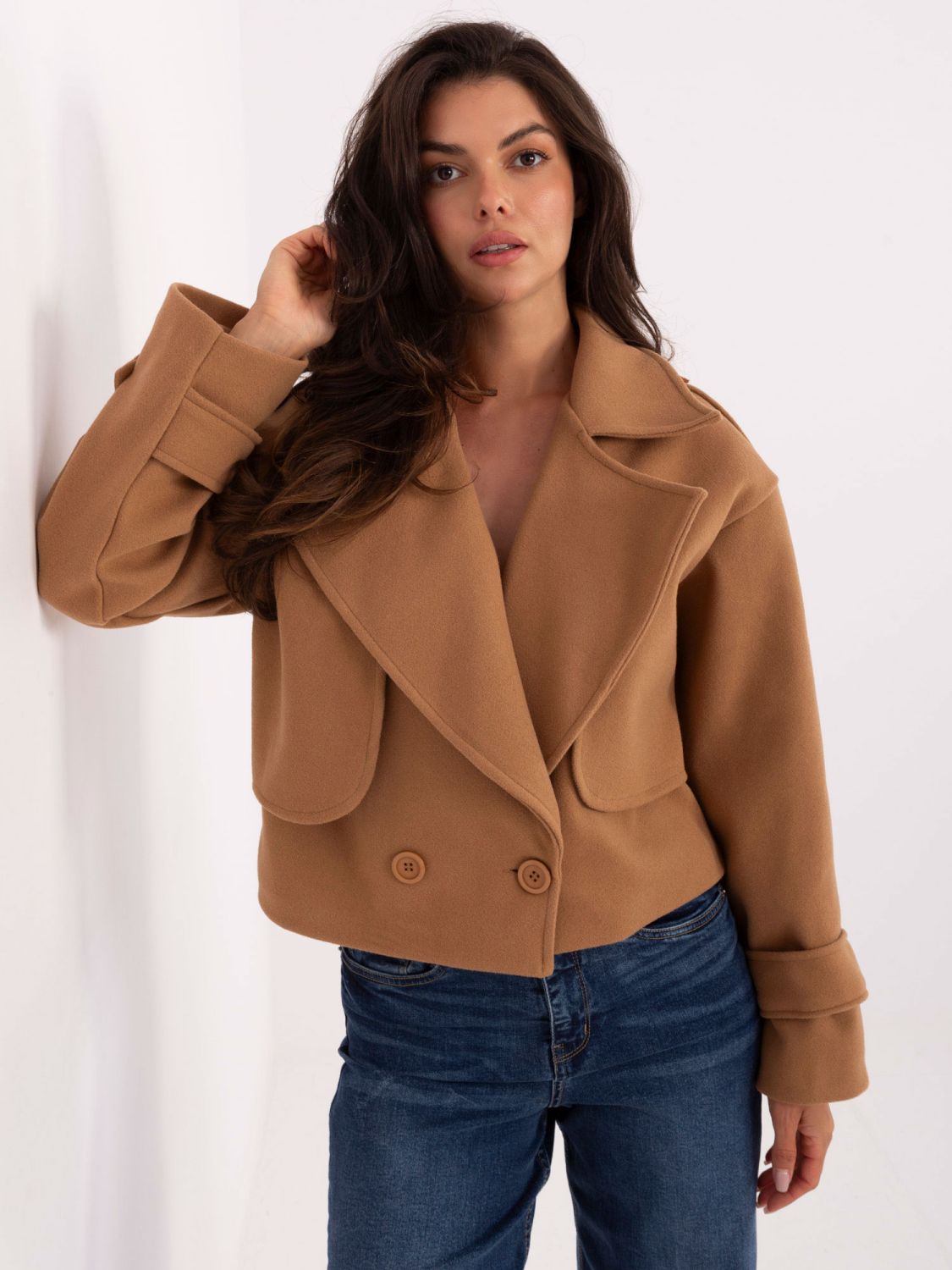 Short Jacket Without Hood in Camel Color
