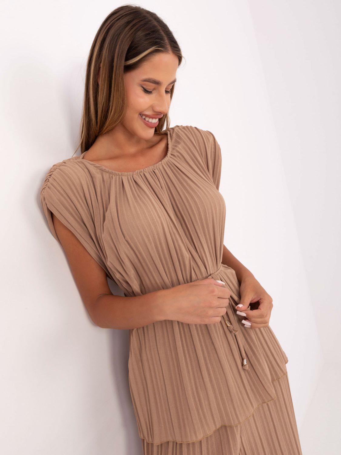 Elegant camel-colored set