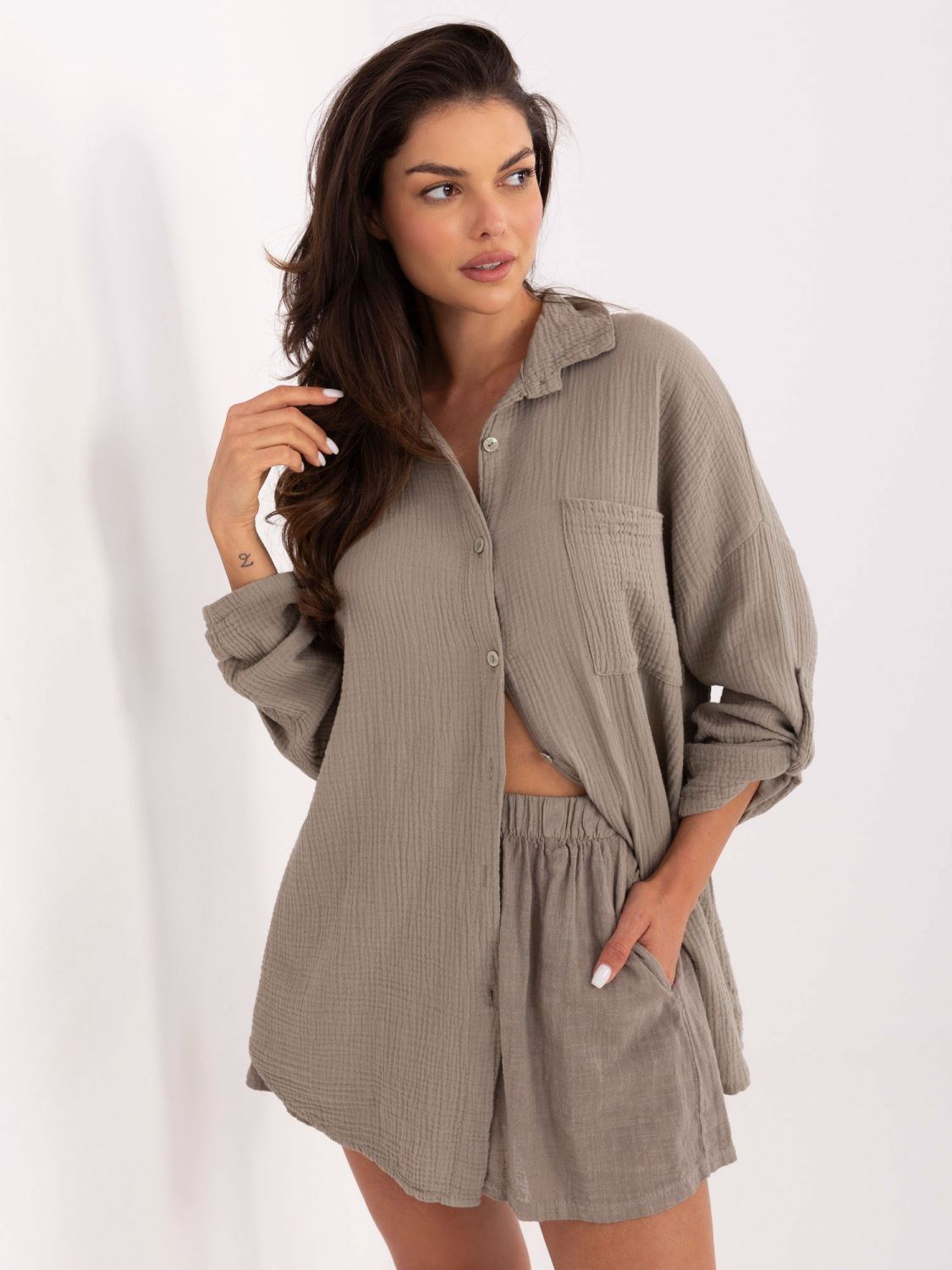 Beige Women's Long Sleeve Shirt