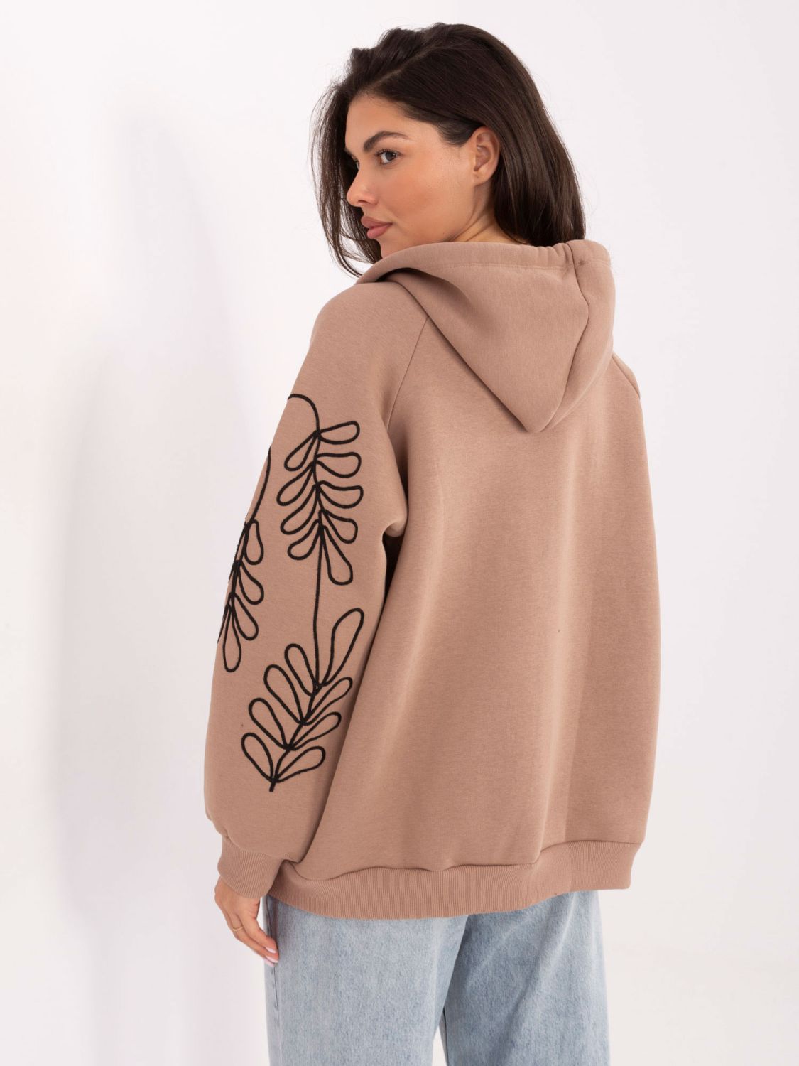 Beige hoodie with embroidery