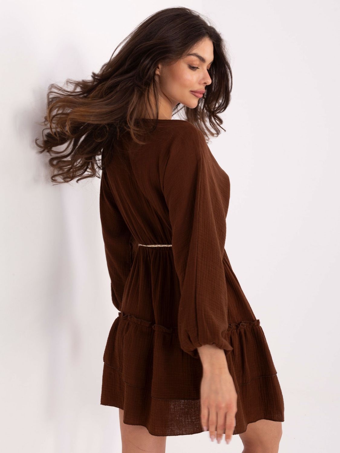 Elegant Flared Dress in Dark Brown