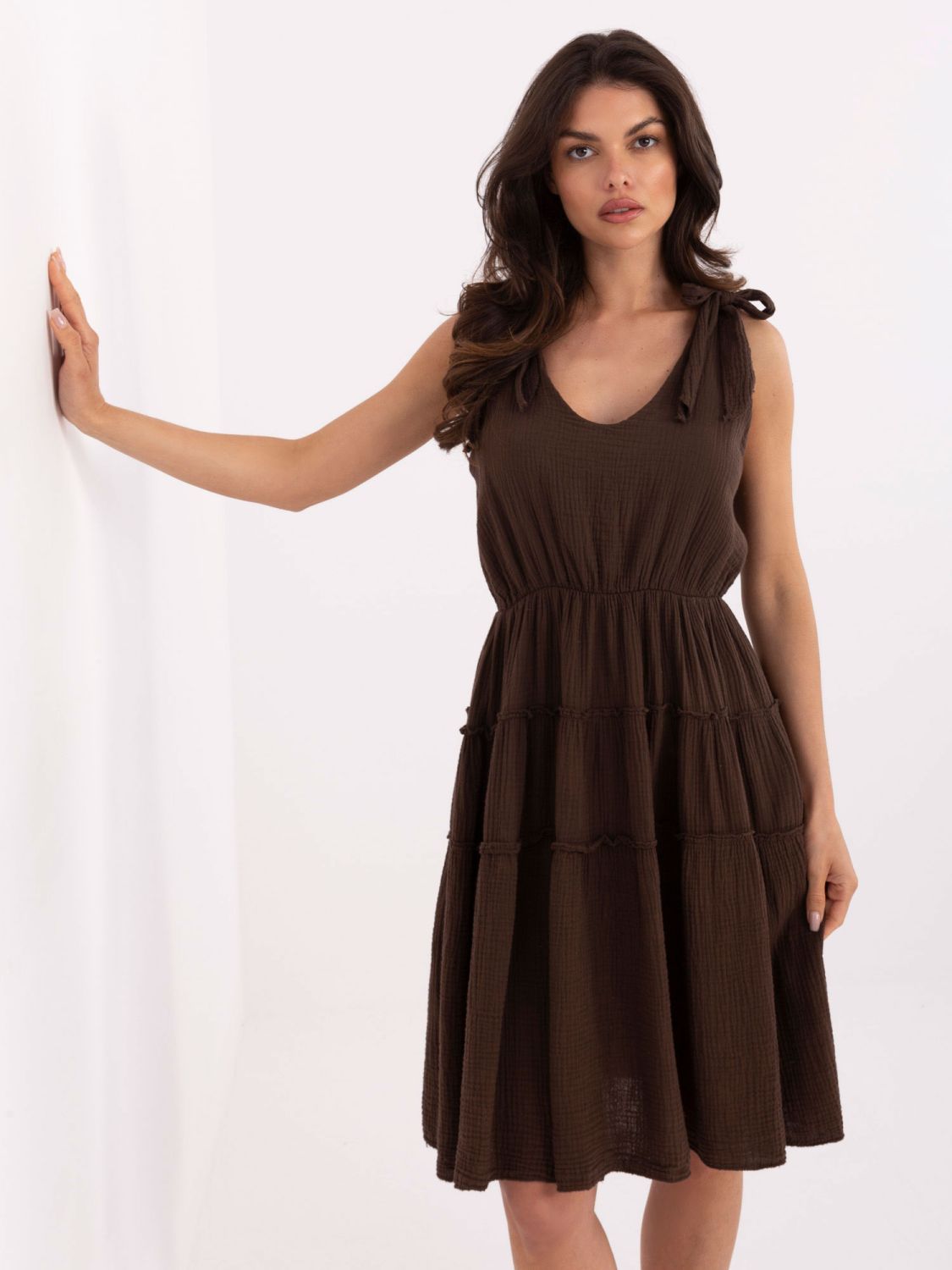 Summer Flared Dress in Dark Brown