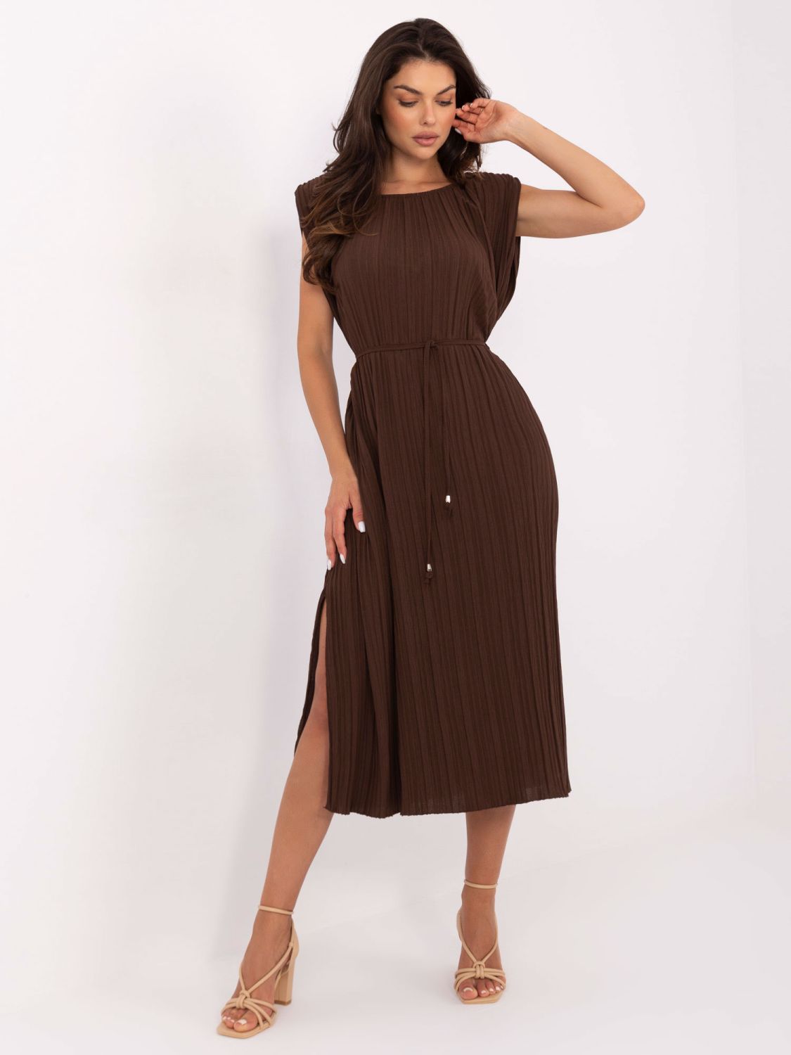 Elegant Midi Dress in Dark Brown