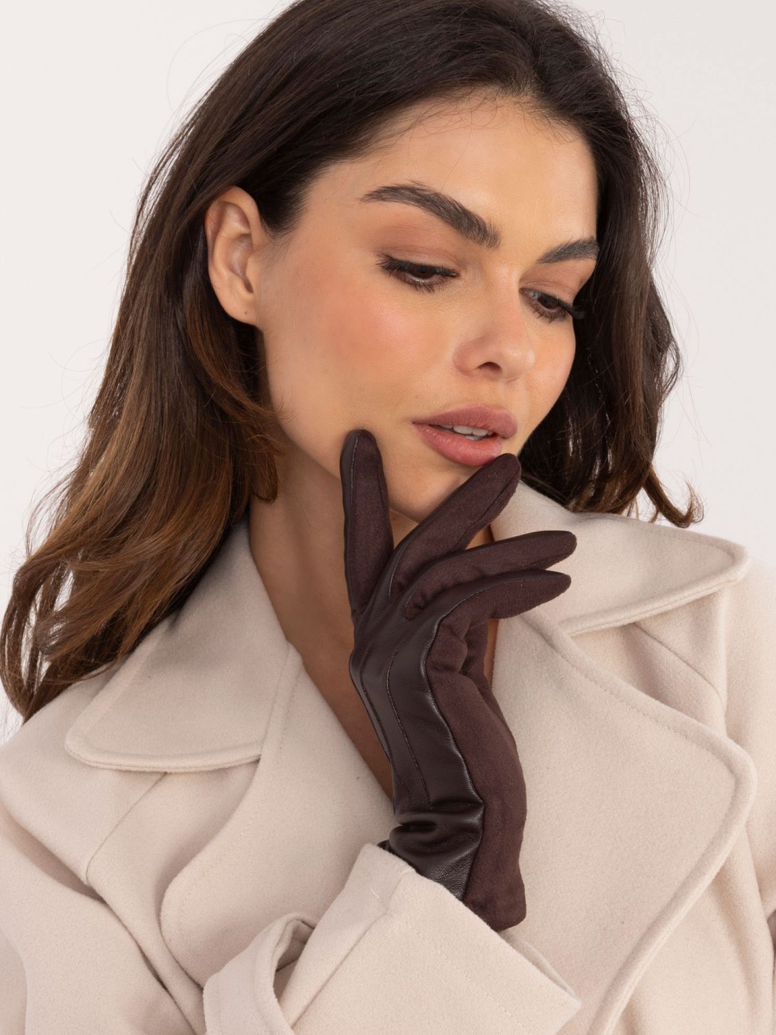 Dark brown gloves with warm lining