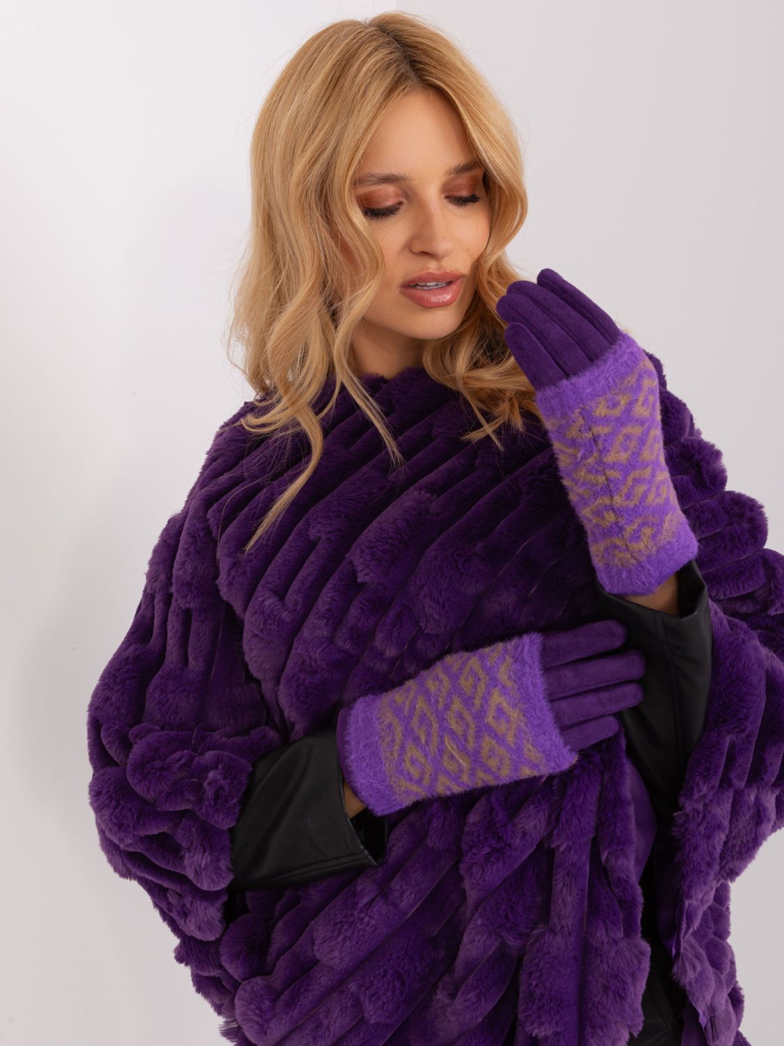 Women's Gloves in Dark Purple Color