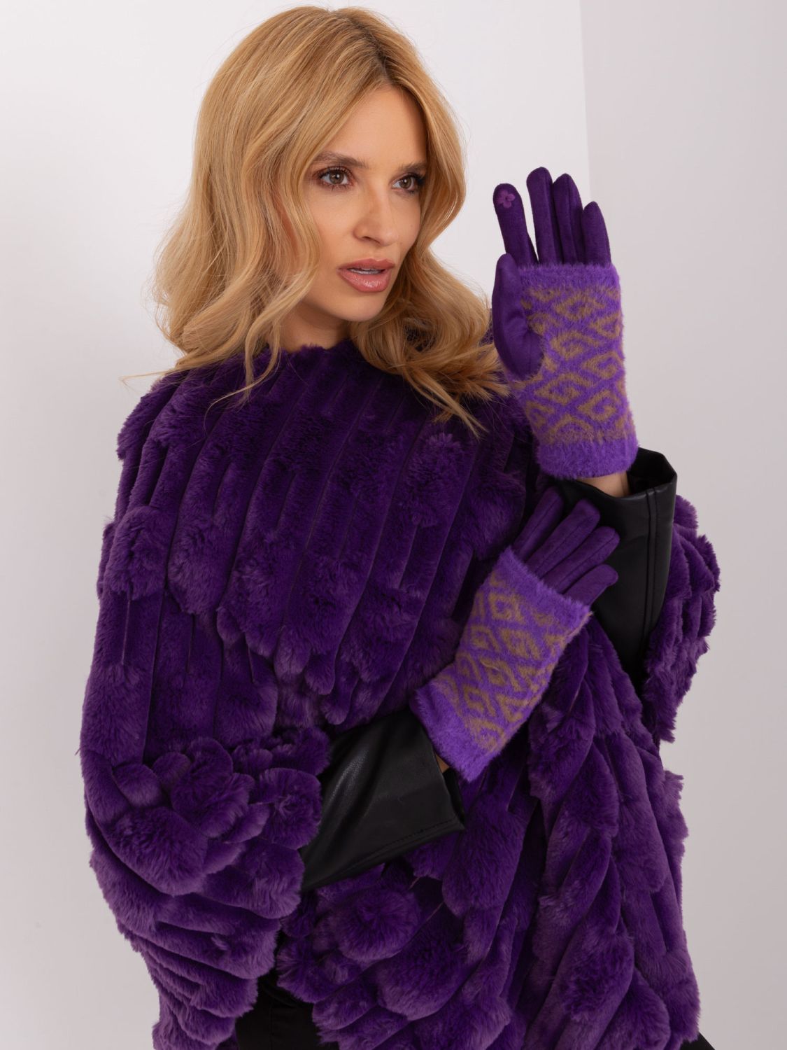 Women's Gloves in Dark Purple Color