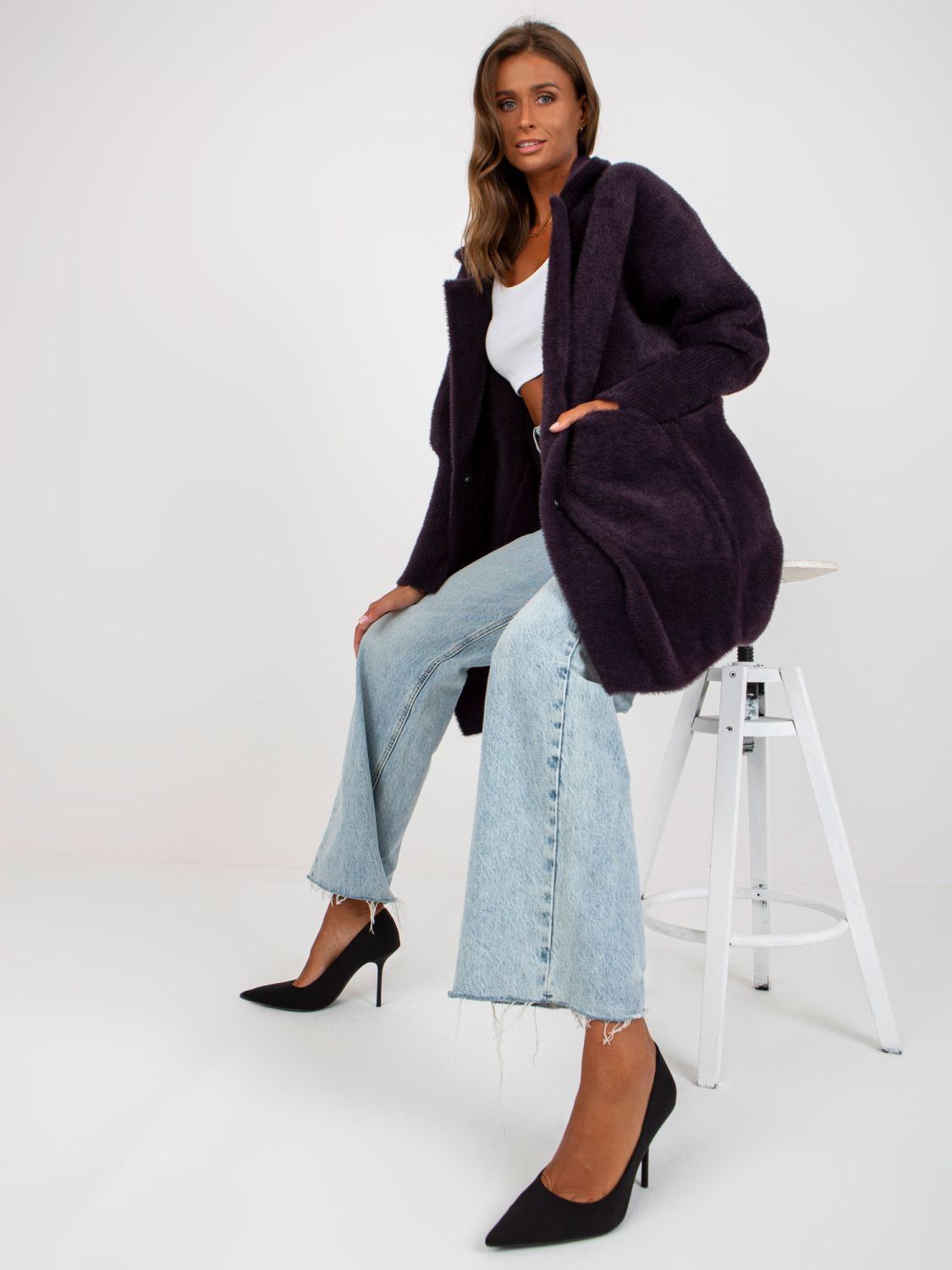 Graphite transitional alpaca and wool coat