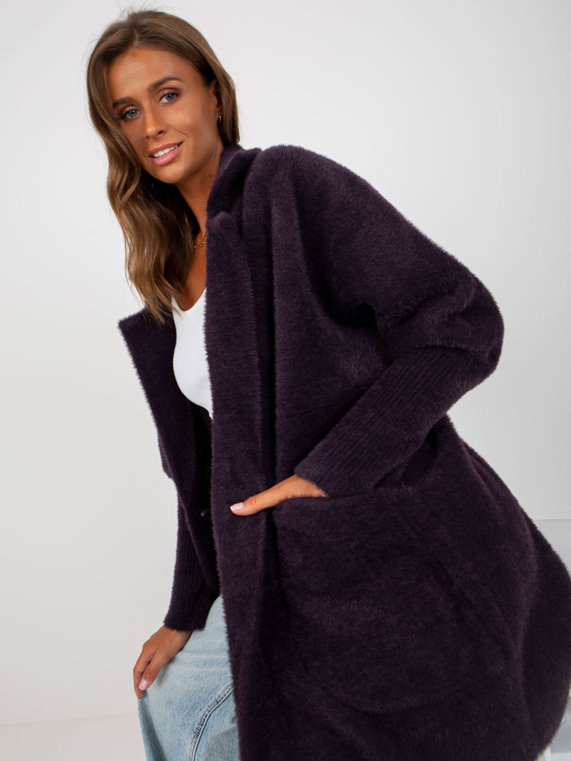 Graphite transitional alpaca and wool coat