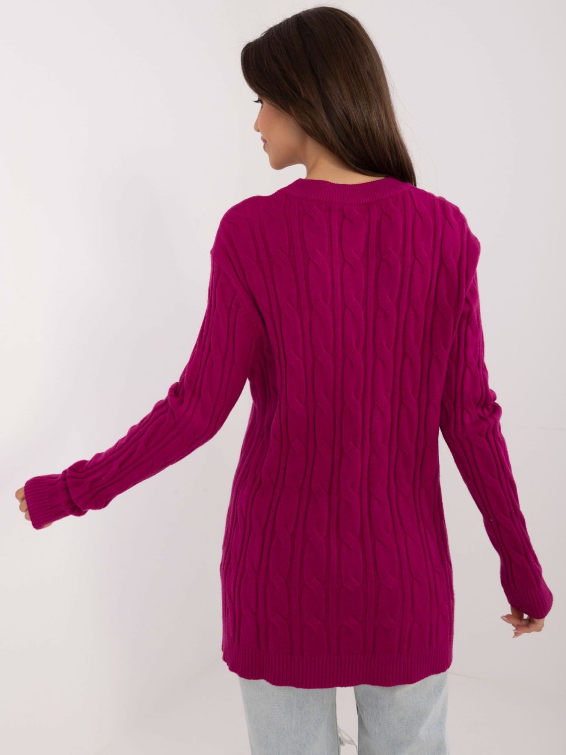 Purple sweater with textured pattern