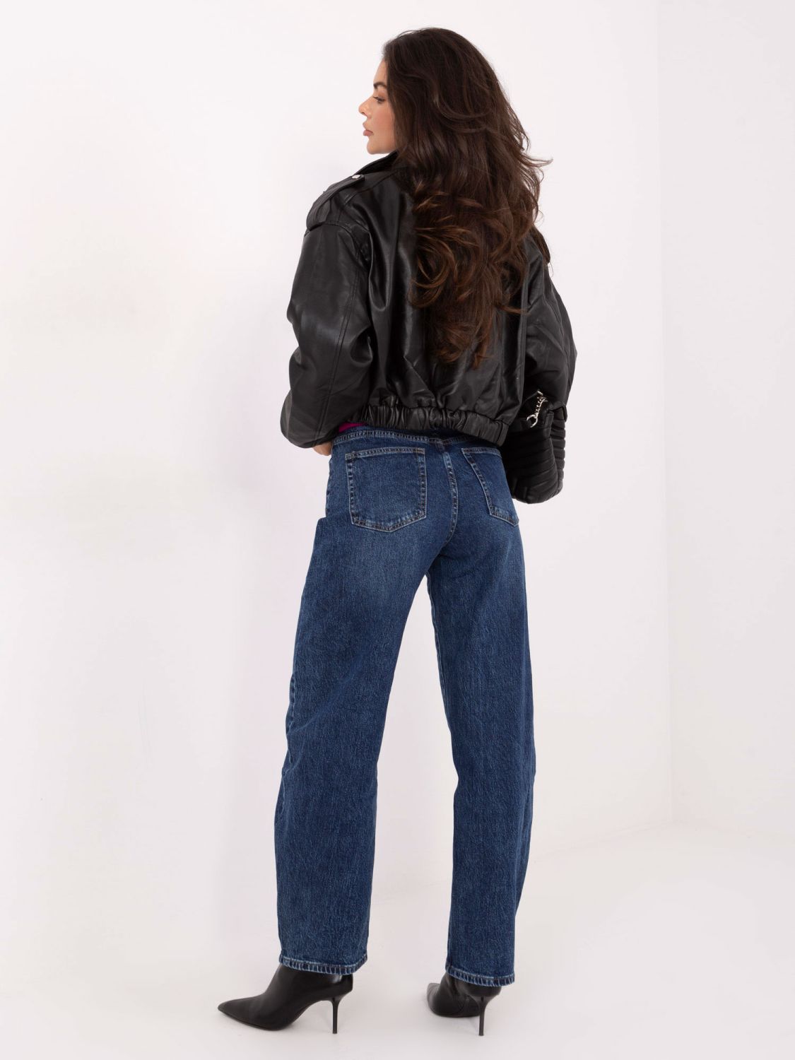 Women's balloon fit high-waisted jeans, dark blue