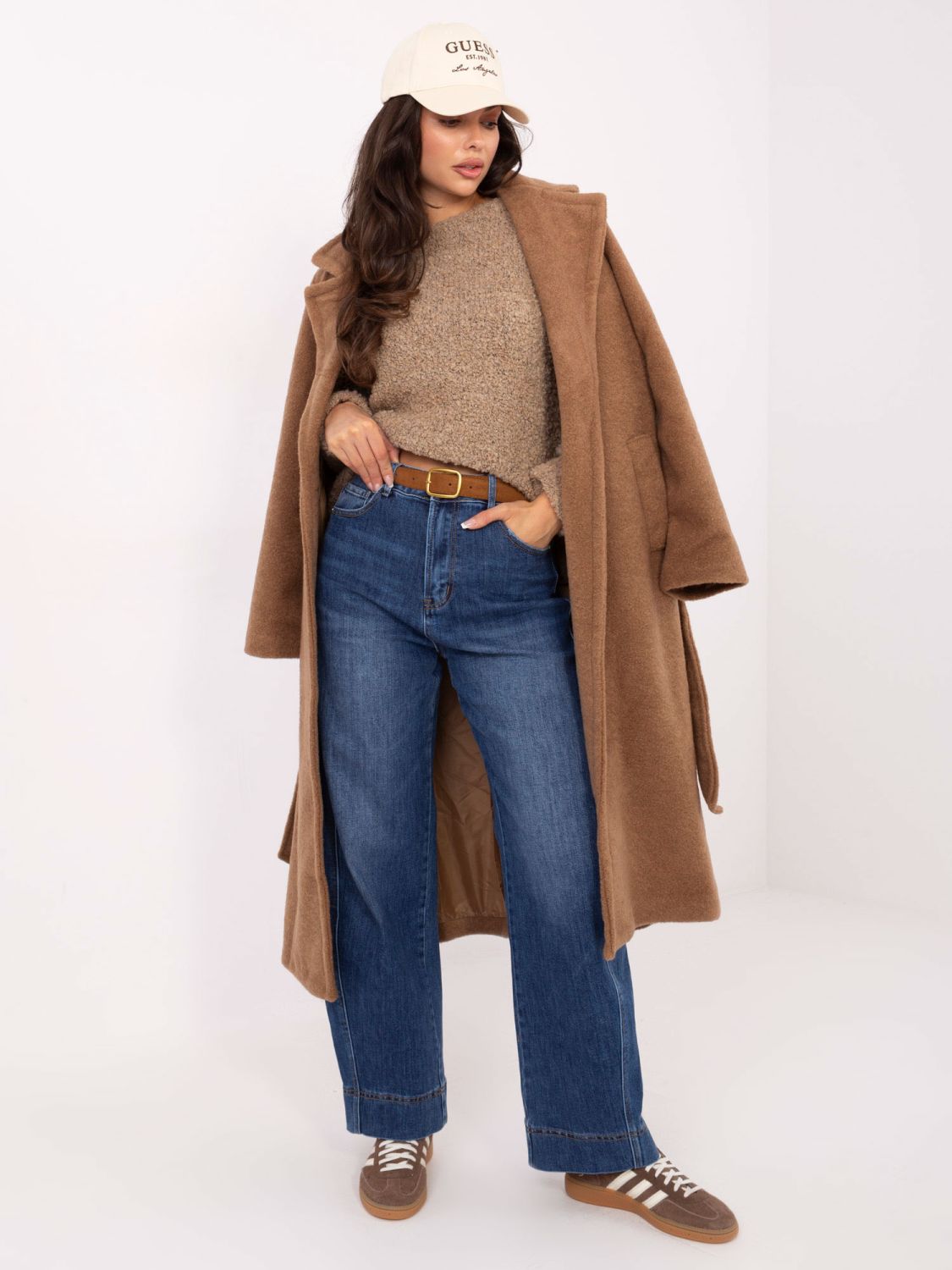 Women's balloon fit high-waisted jeans, dark blue