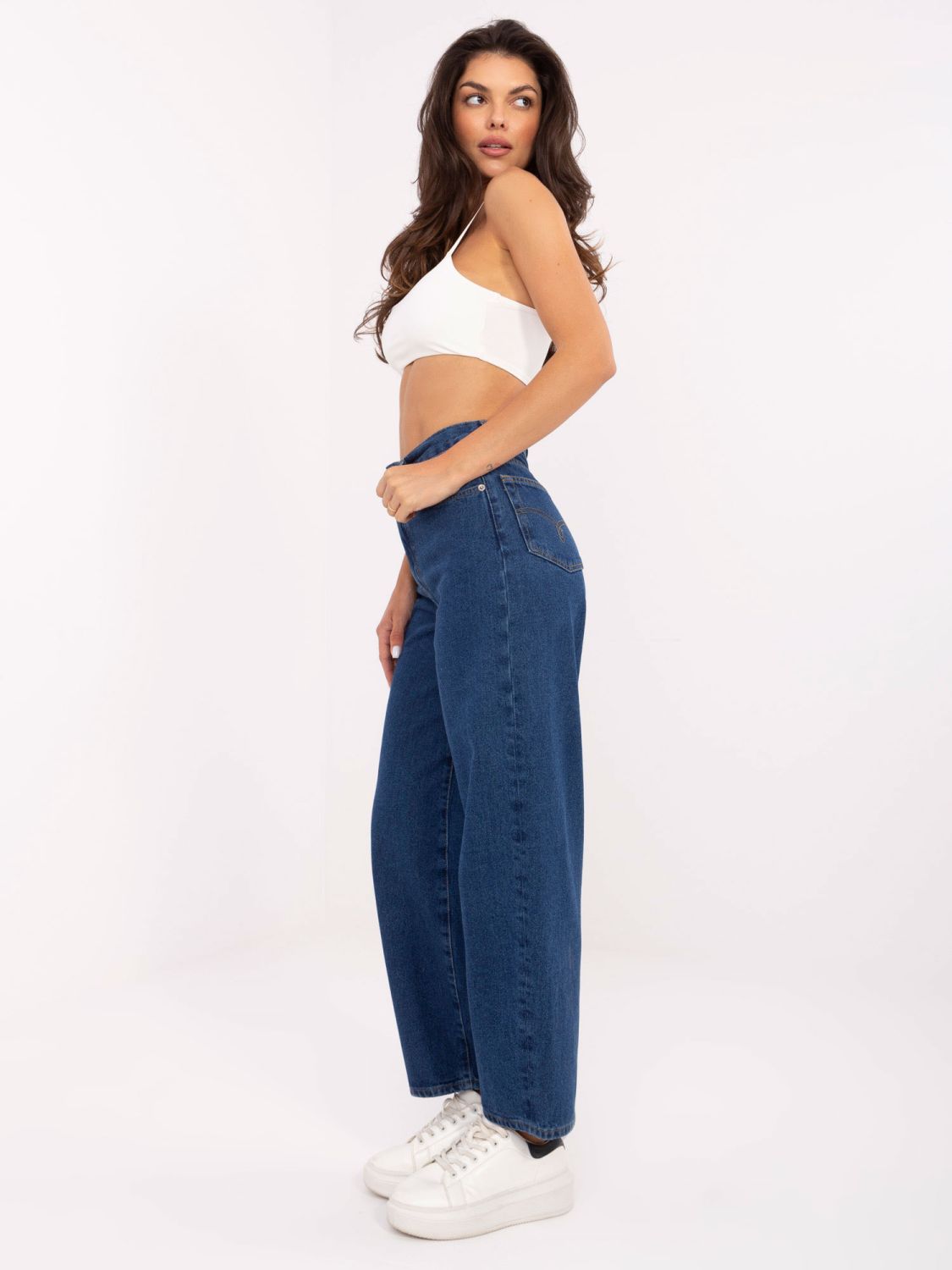Stylish Wide Leg Jeans in Dark Blue