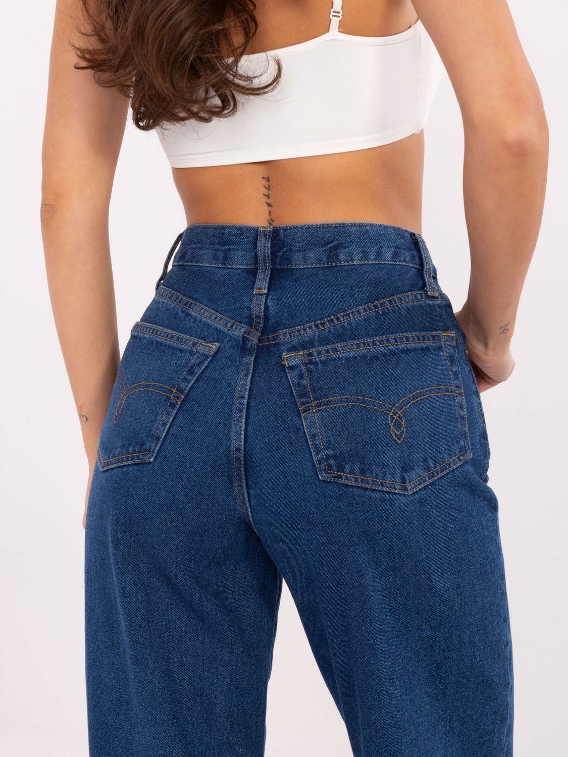 Stylish Wide Leg Jeans in Dark Blue