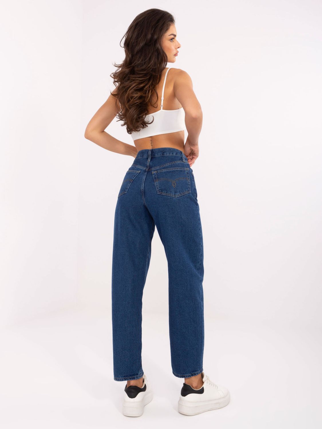 Stylish Wide Leg Jeans in Dark Blue