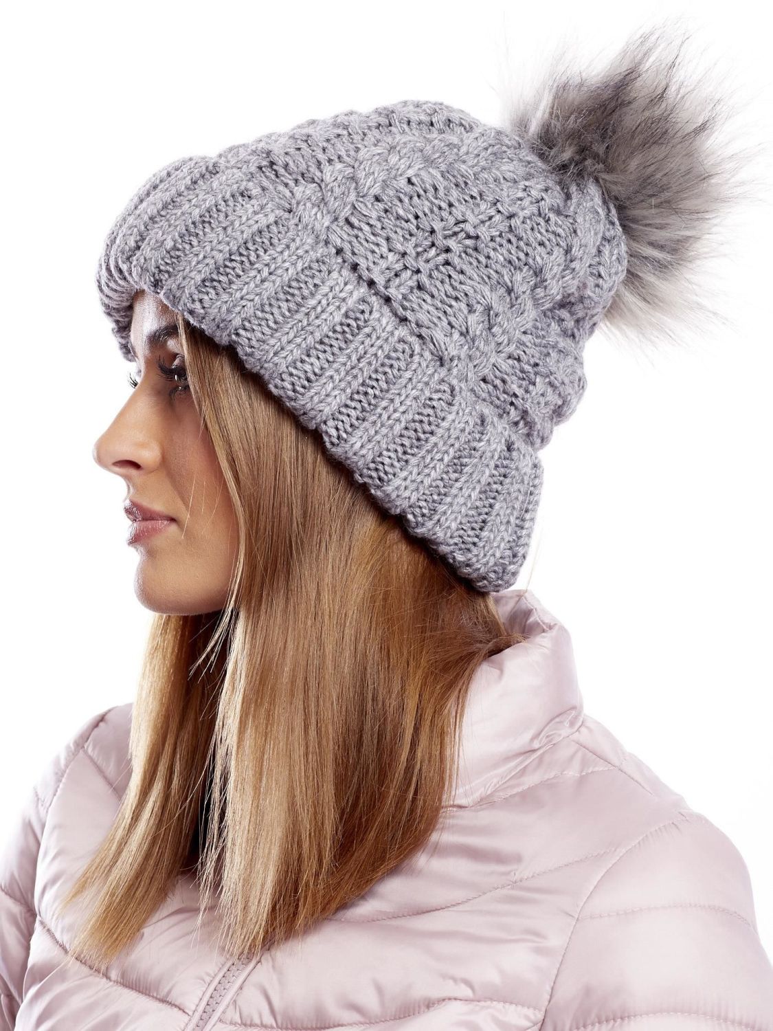 Dark Gray Cable Knit Beanie