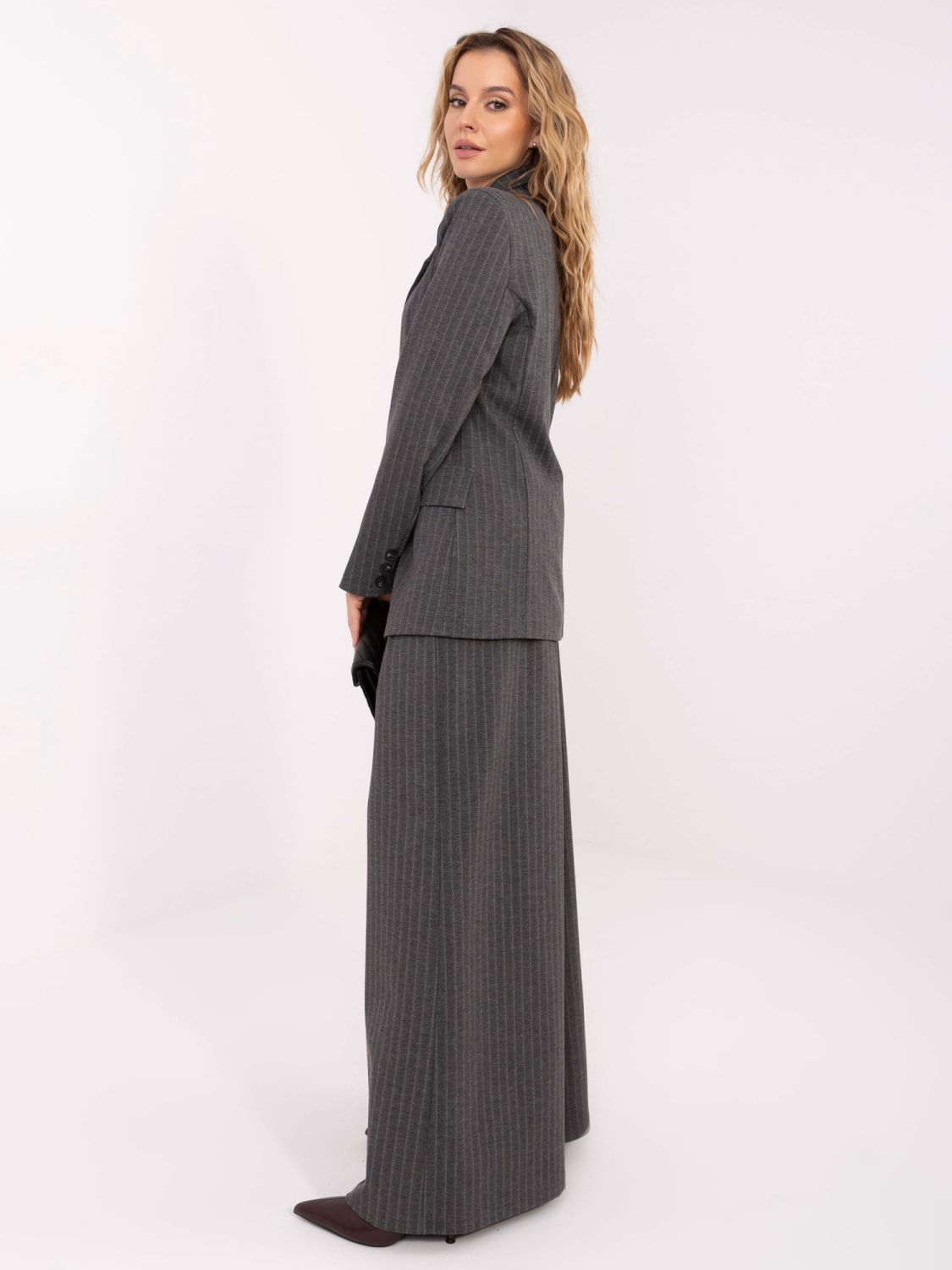 Women's elegant striped blazer, dark grey