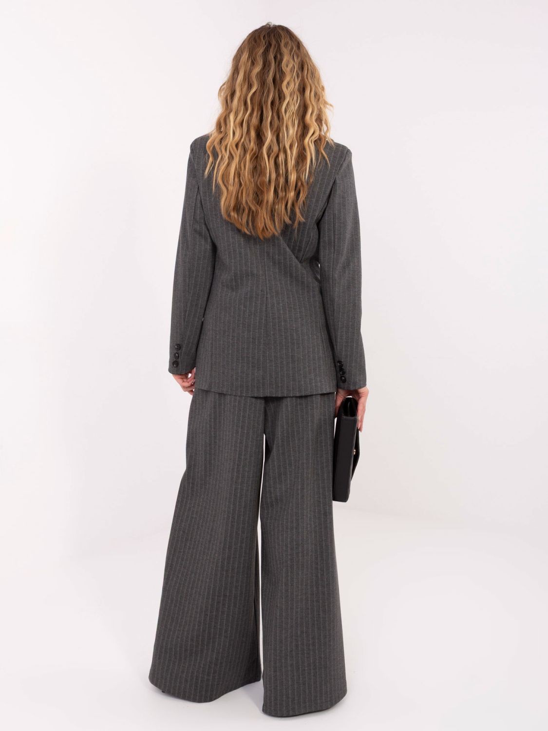 Women's elegant striped blazer, dark grey