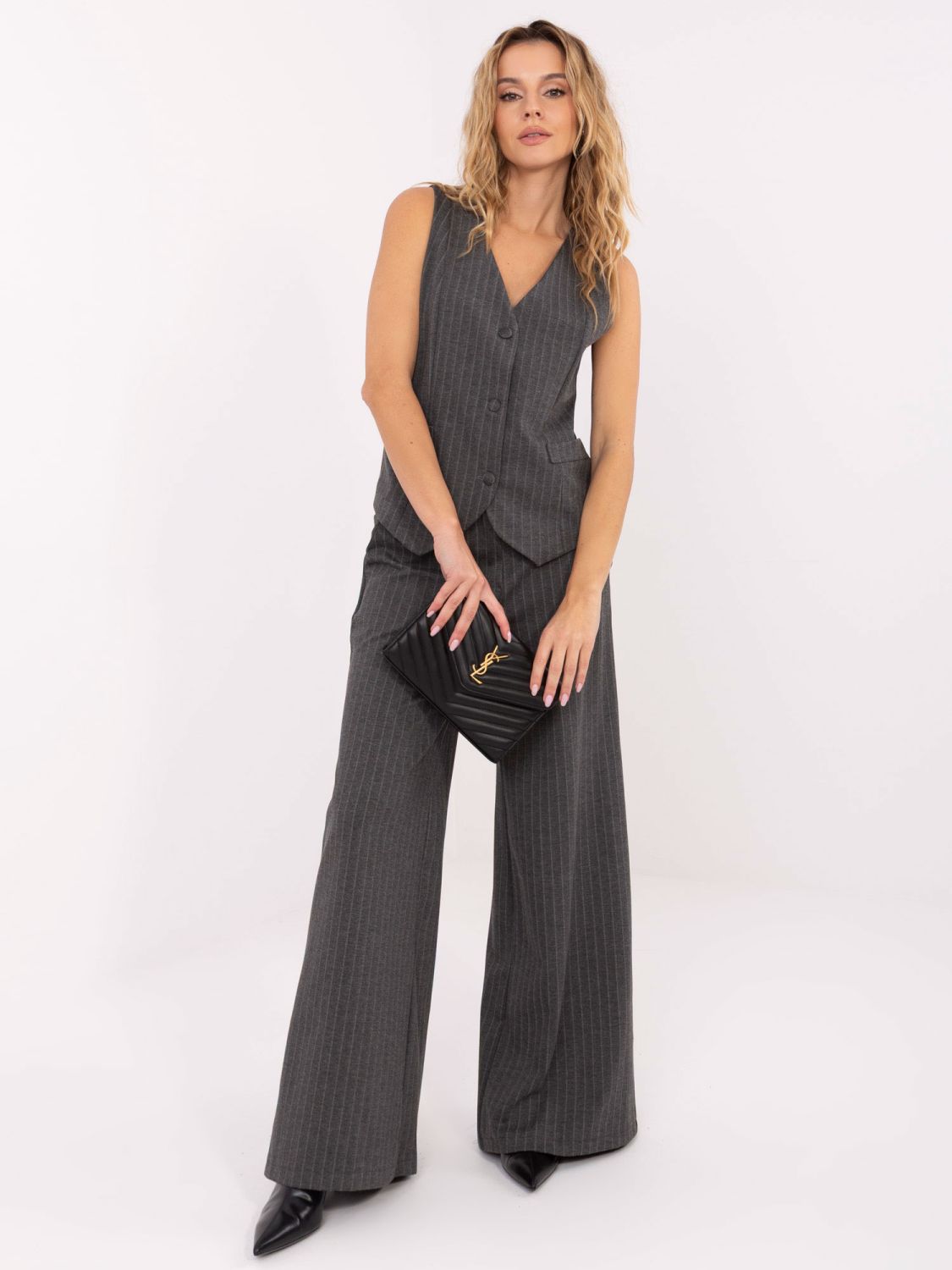 Elegant grey striped vest