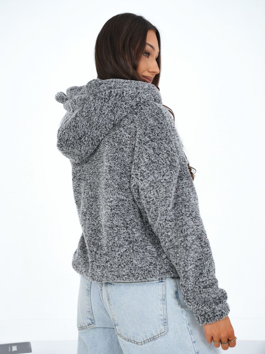 Women's grey zip-up hoodie