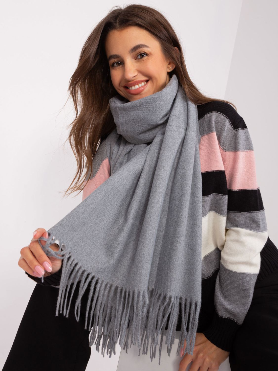 Dark Gray Solid Scarf