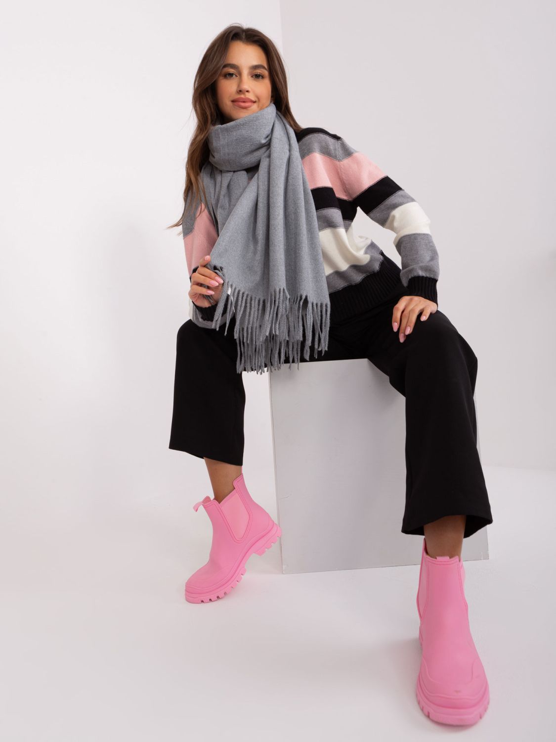 Dark Gray Solid Scarf