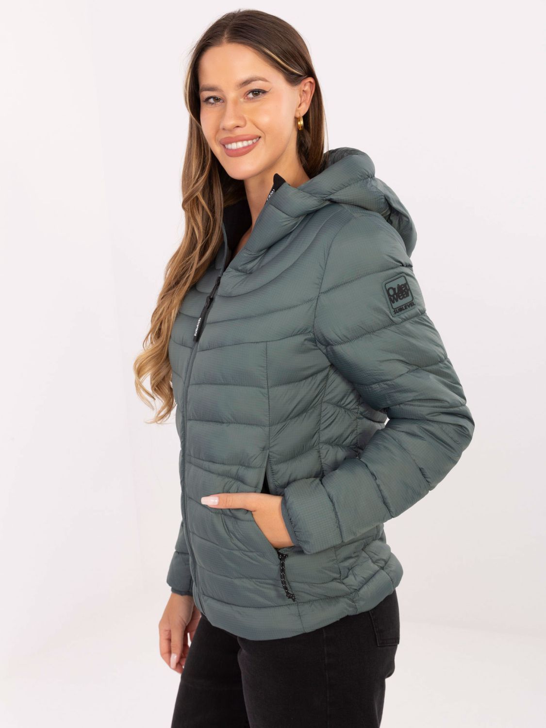 Green Quilted Jacket with Hood