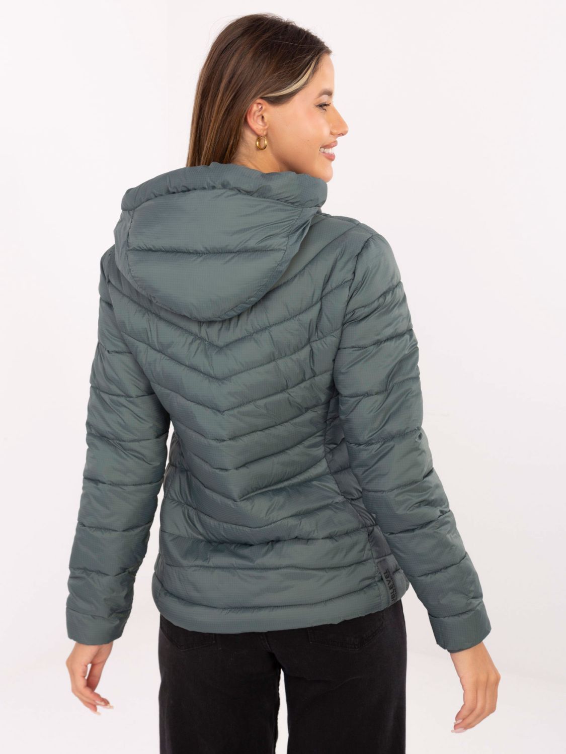 Green Quilted Jacket with Hood