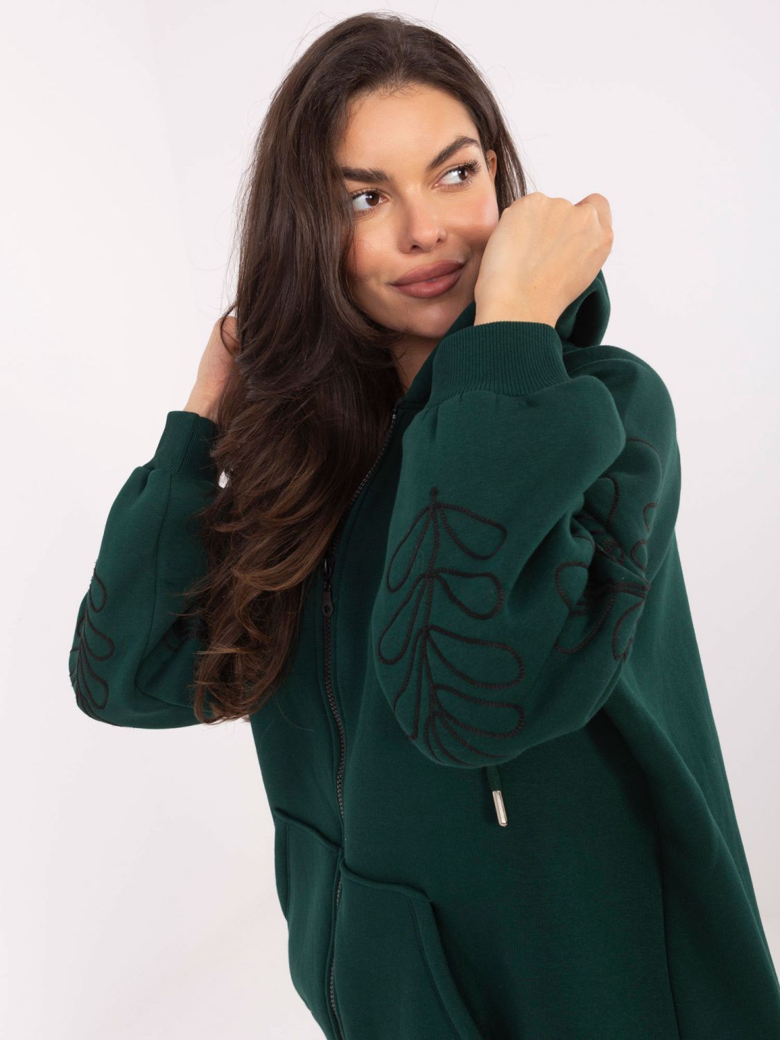 Green hoodie with embroidery