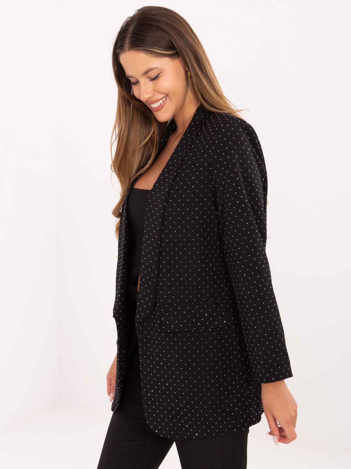 Elegant black blazer with appliqué and lining