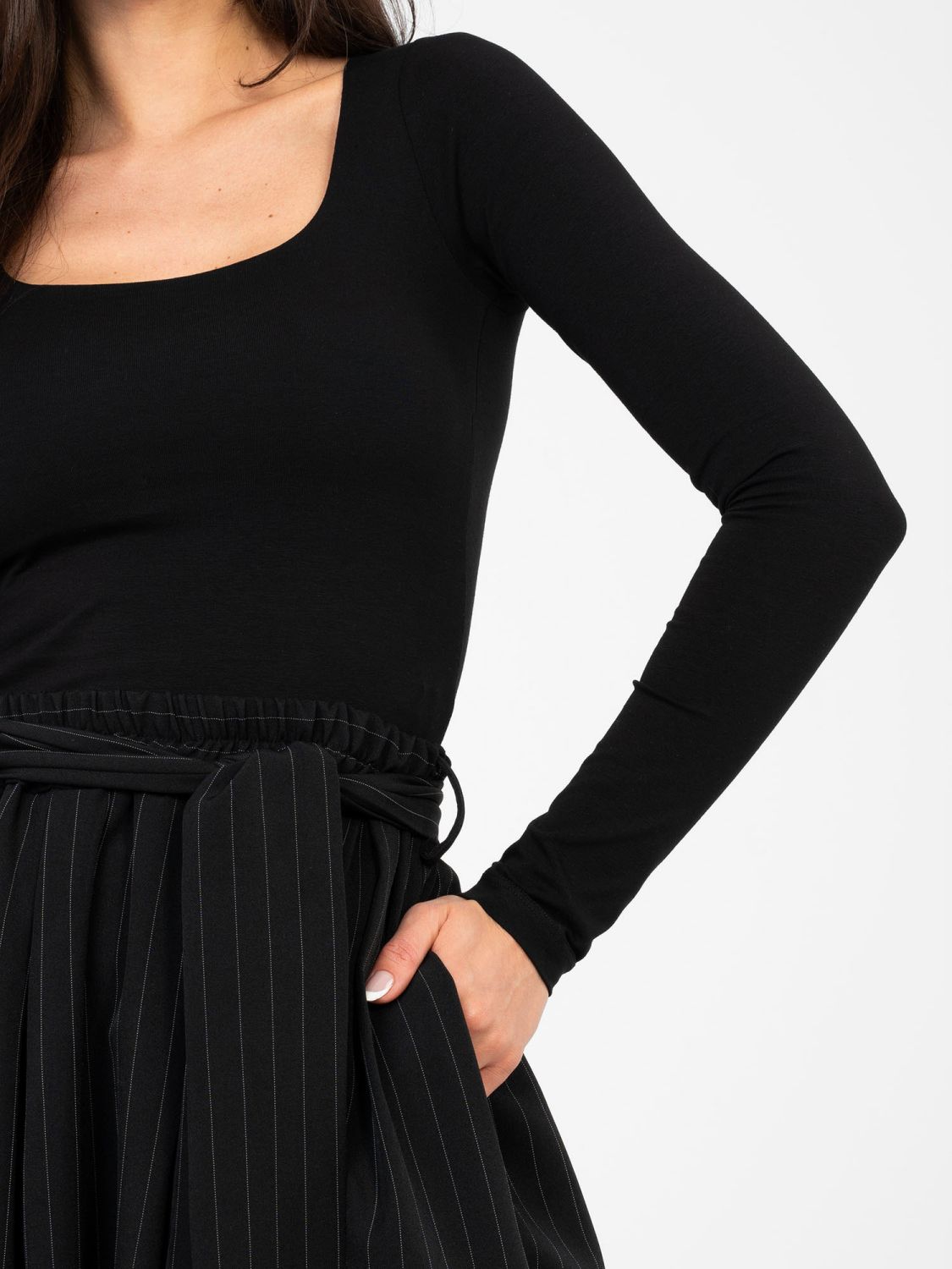 Black cotton blouse with long sleeves and lining