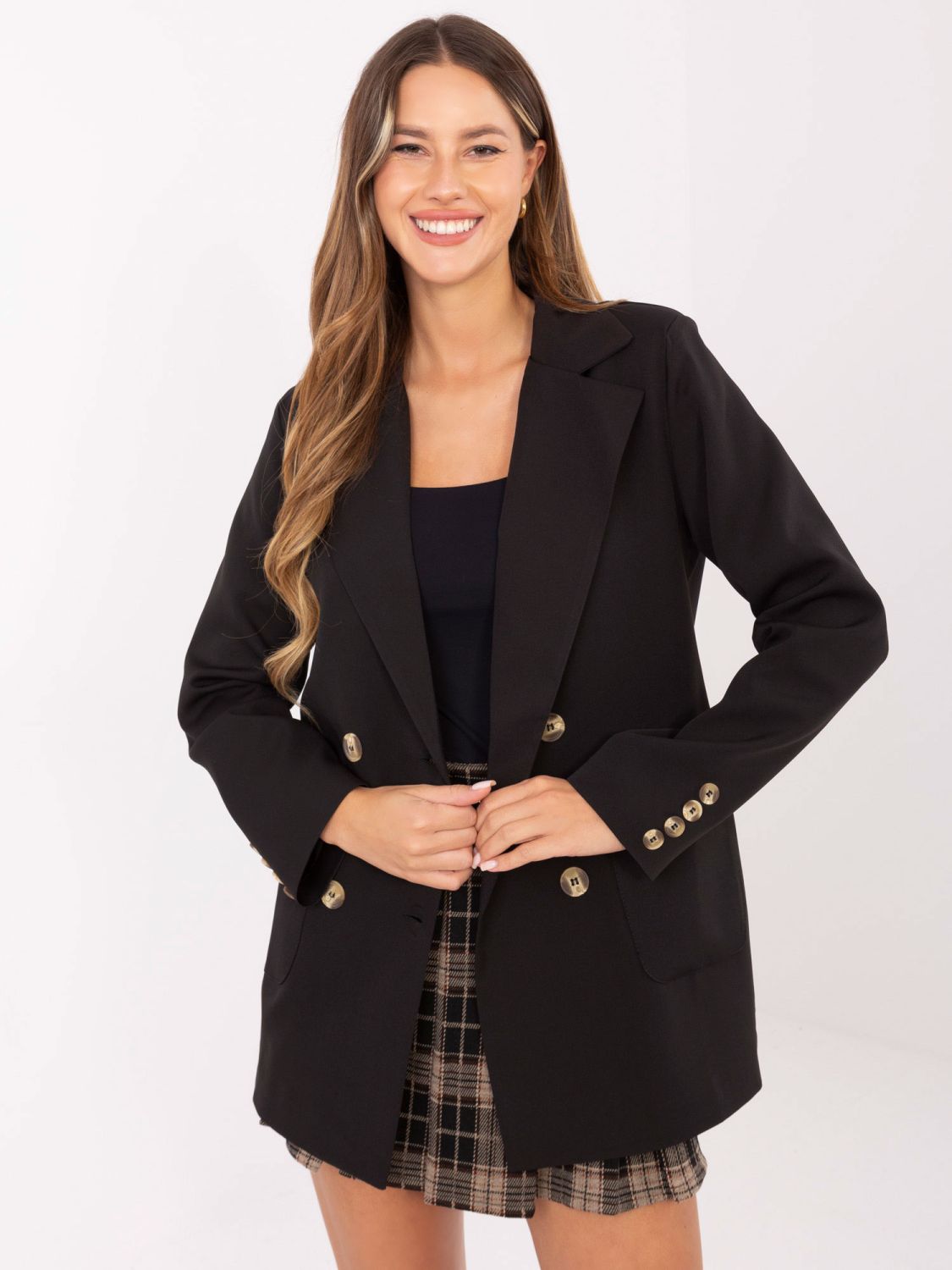 Elegant black blazer with lining and pockets