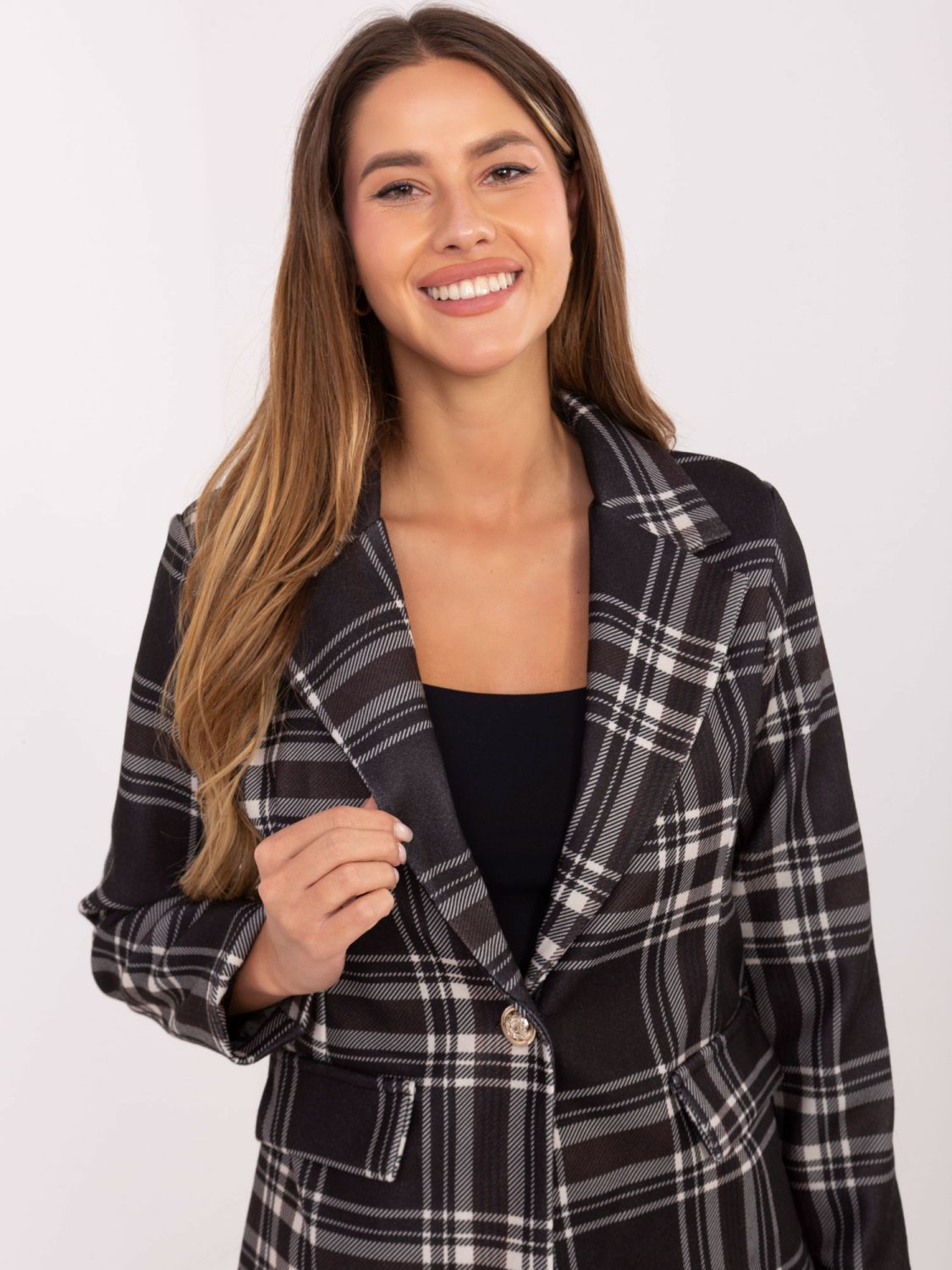 Black Checked Blazer with Lining