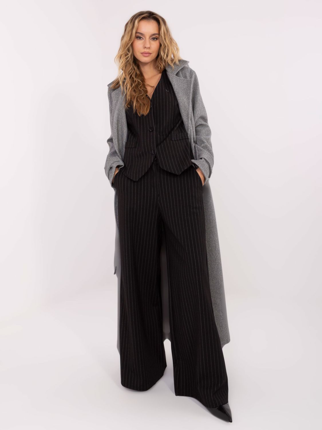 Elegant black striped vest with lining