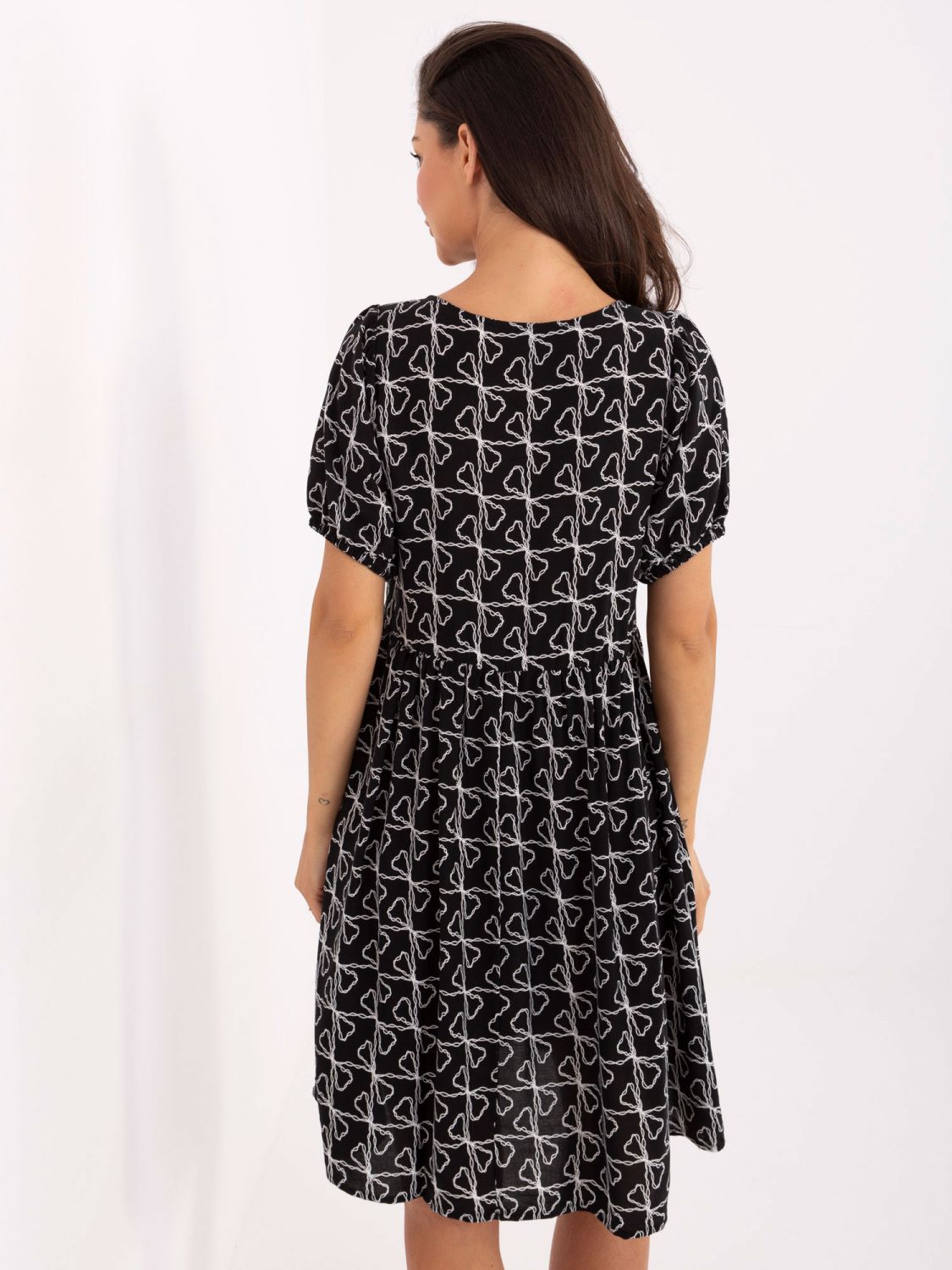 Flared Black Dress with Dots